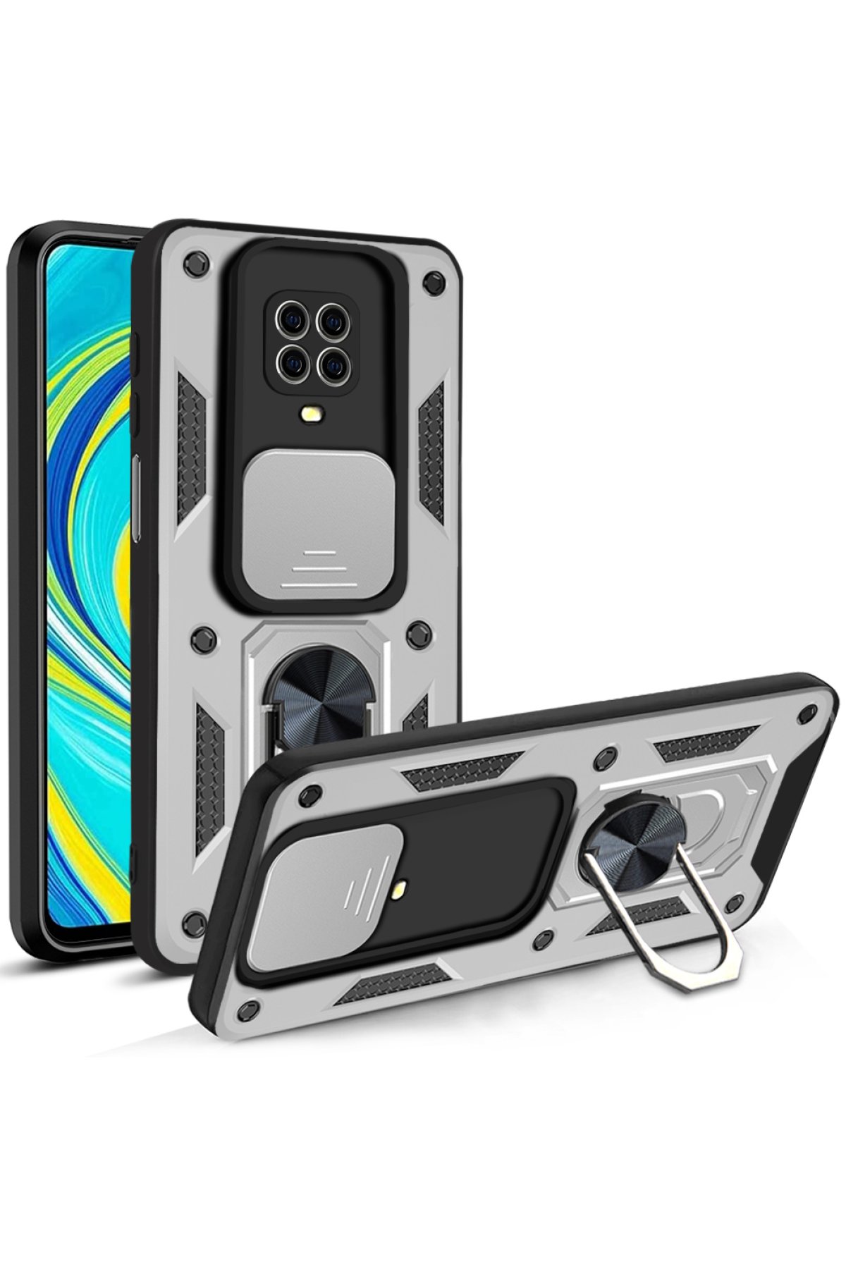 Newface Xiaomi Redmi Note 9 Pro Kılıf Platin Kamera Koruma Silikon - Kırmızı