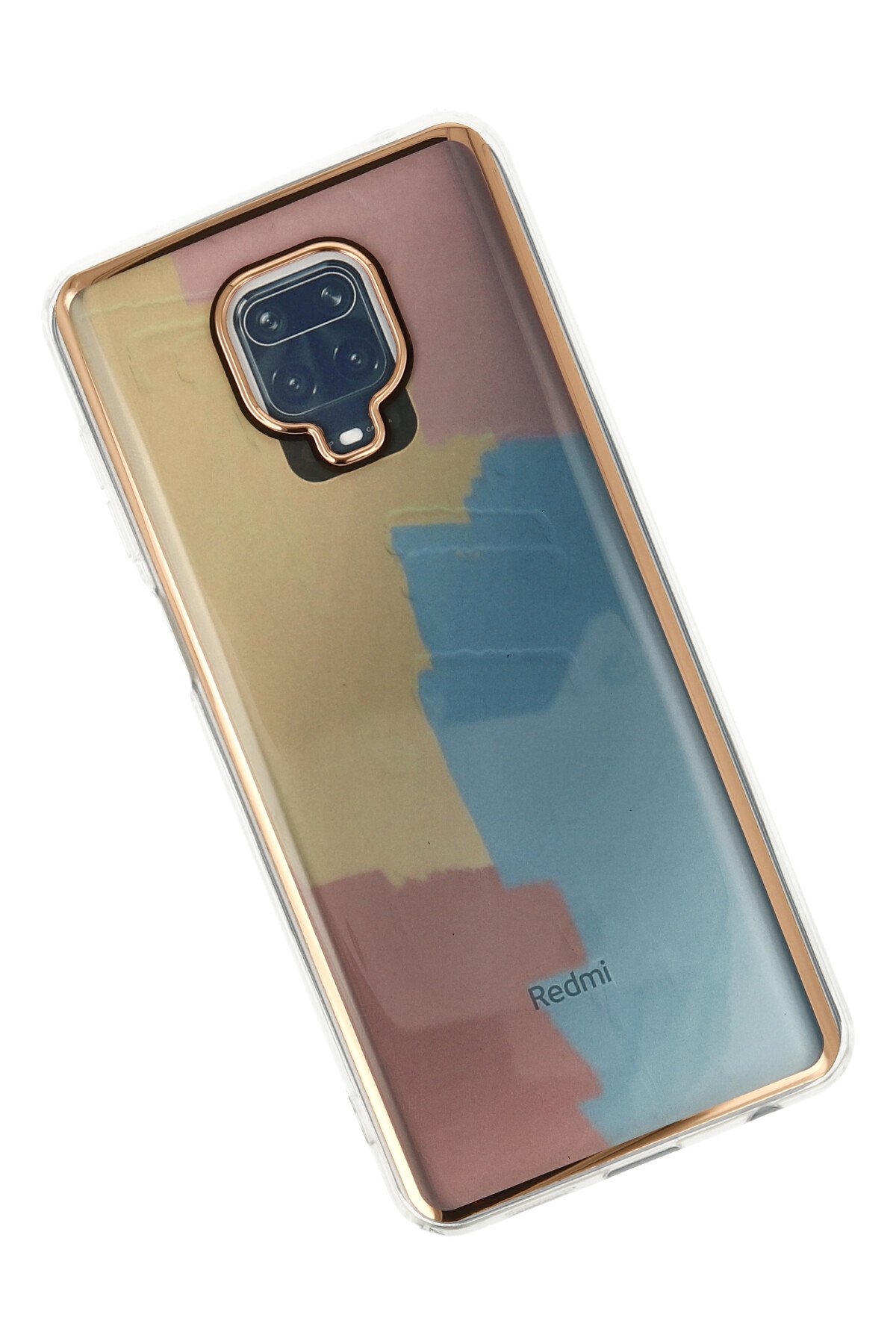 Newface Xiaomi Redmi Note 9S Kılıf Razer Lensli Silikon - Gold