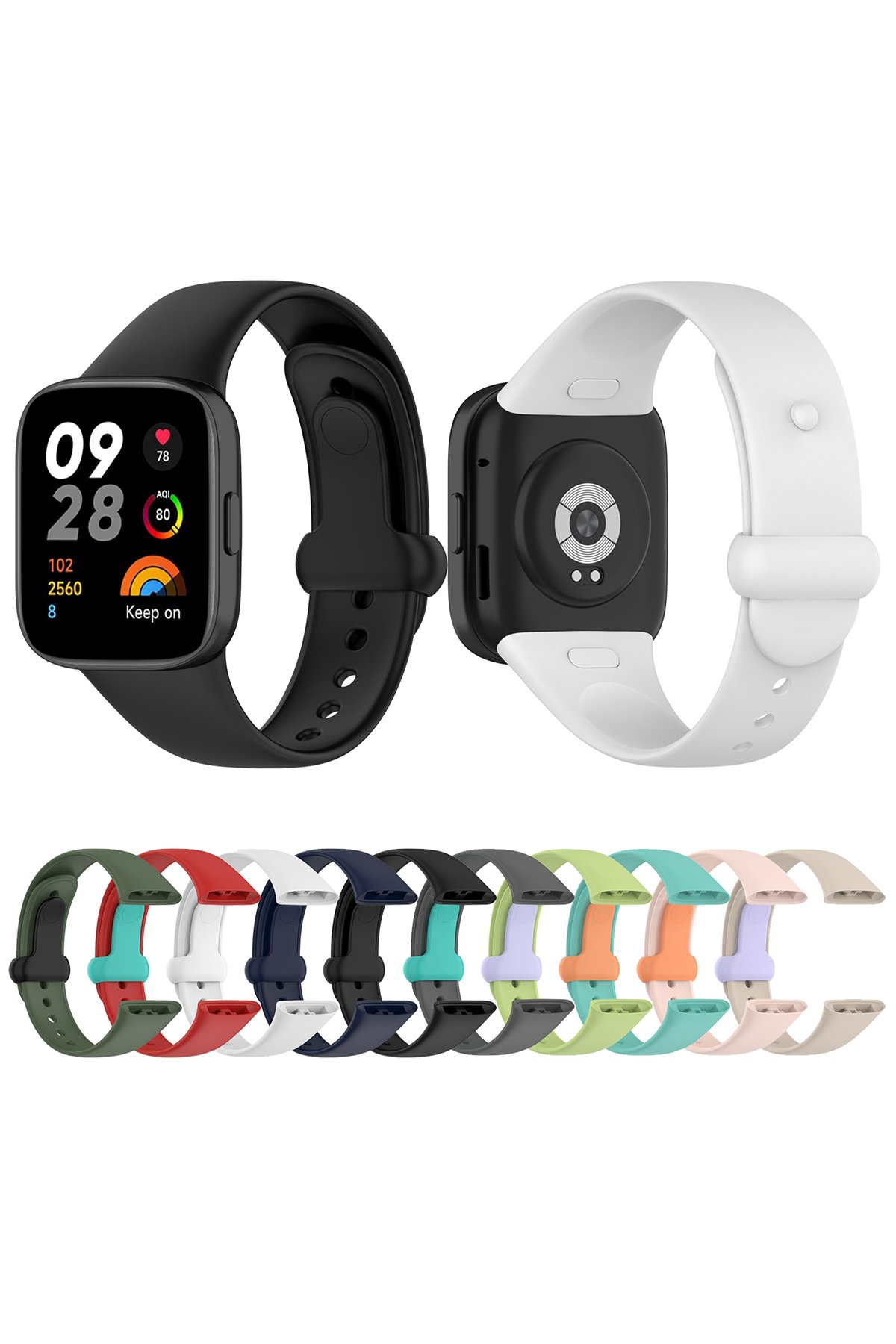 Newface Xiaomi Redmi Watch 3 Spor Delikli Kordon - Turkuaz-Beyaz