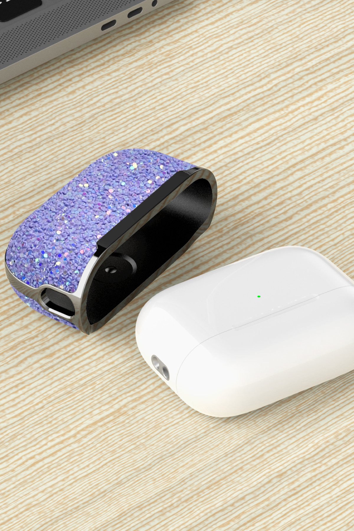 Onegif Airpods 2 (2.nesil) Bright Simli Airpods Kapak - Siyah