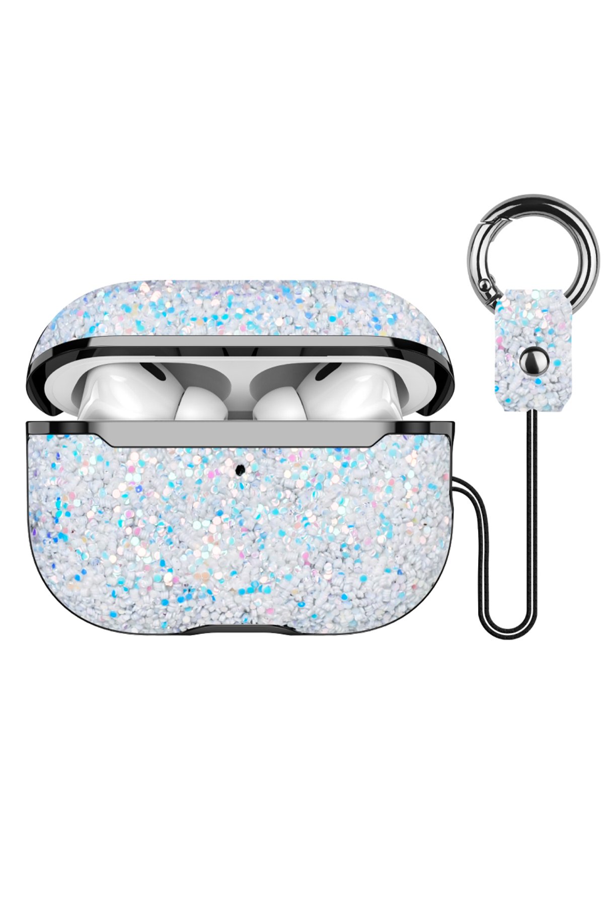 Onegif Airpods 2 (2.nesil) Bright Simli Airpods Kapak - Siyah