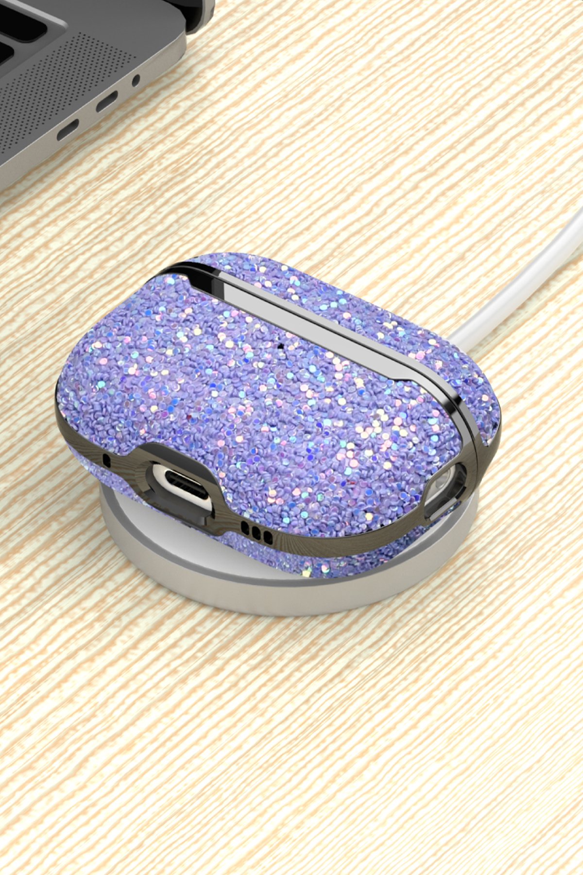 Onegif Airpods 2 (2.nesil) Bright Simli Airpods Kapak - Siyah