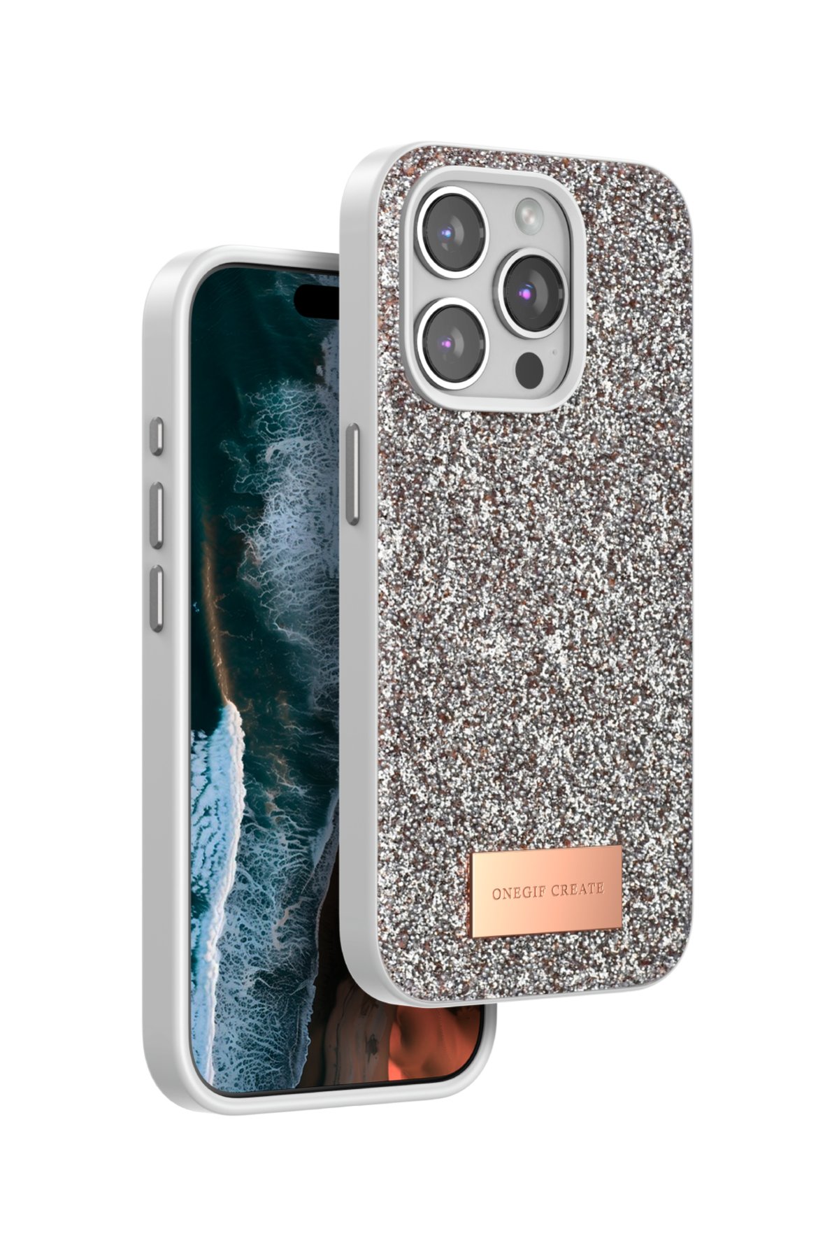 Onegif iPhone 14 Pro Bright Simli Kapak - Derin Mor