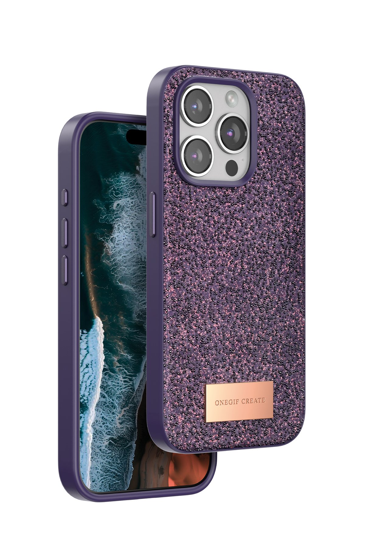 Onegif iPhone 14 Pro Max Bright Simli Kapak - Gümüş