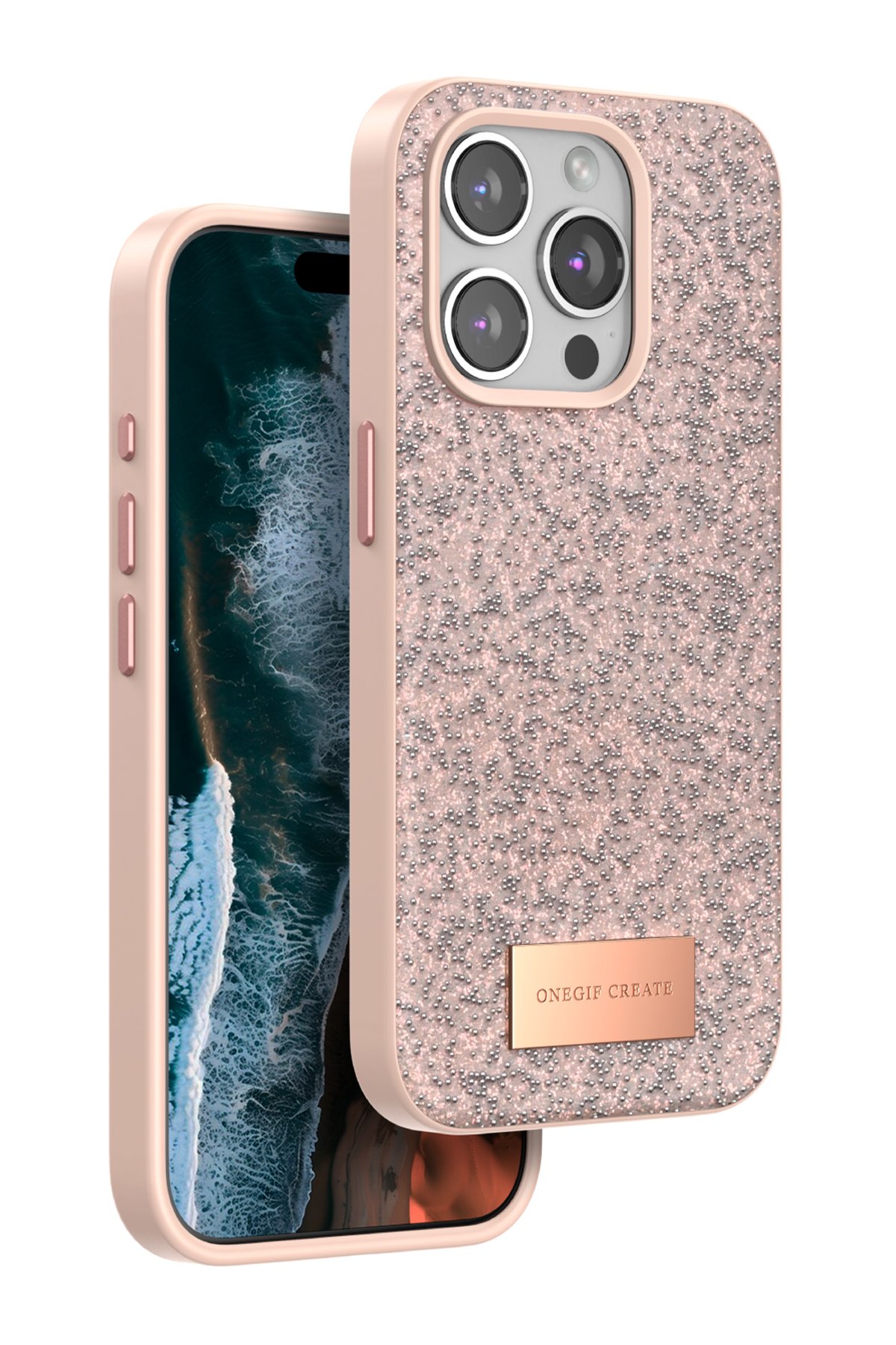 Onegif iPhone 14 Pro Max Bright Simli Kapak - Derin Mor