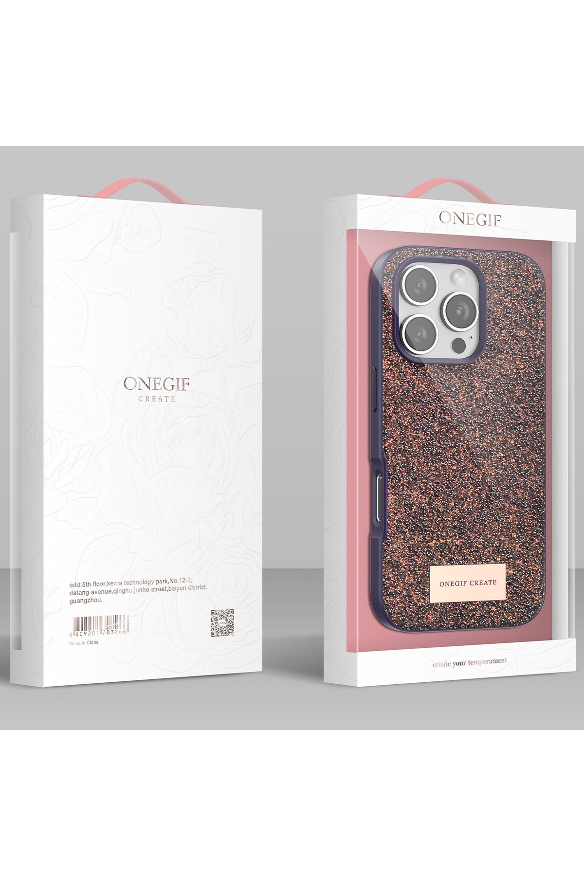 Onegif iPhone 16 Pro Max Bright Simli Kapak - Derin Mor