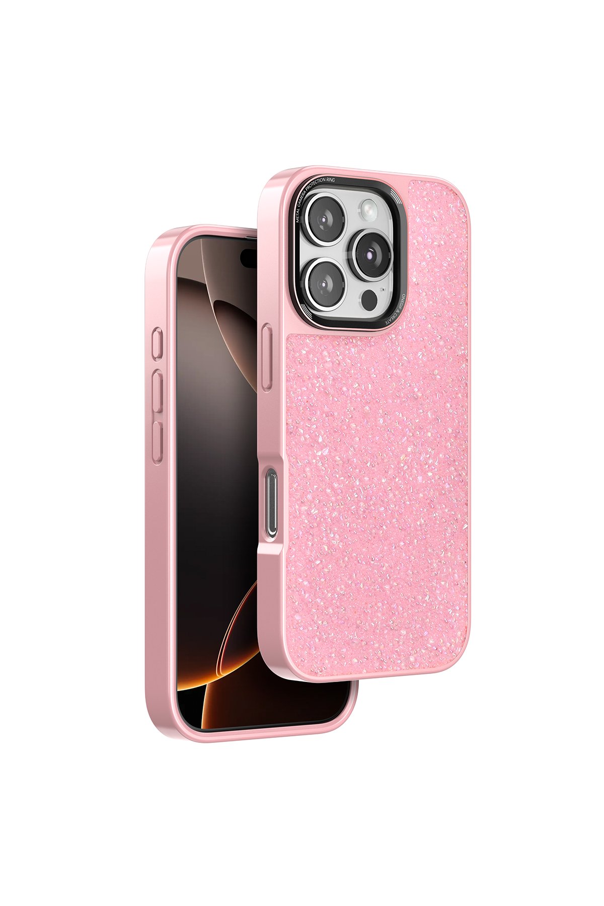 Onegif iPhone 16 Pro Max Bright Simli Kapak - Pembe