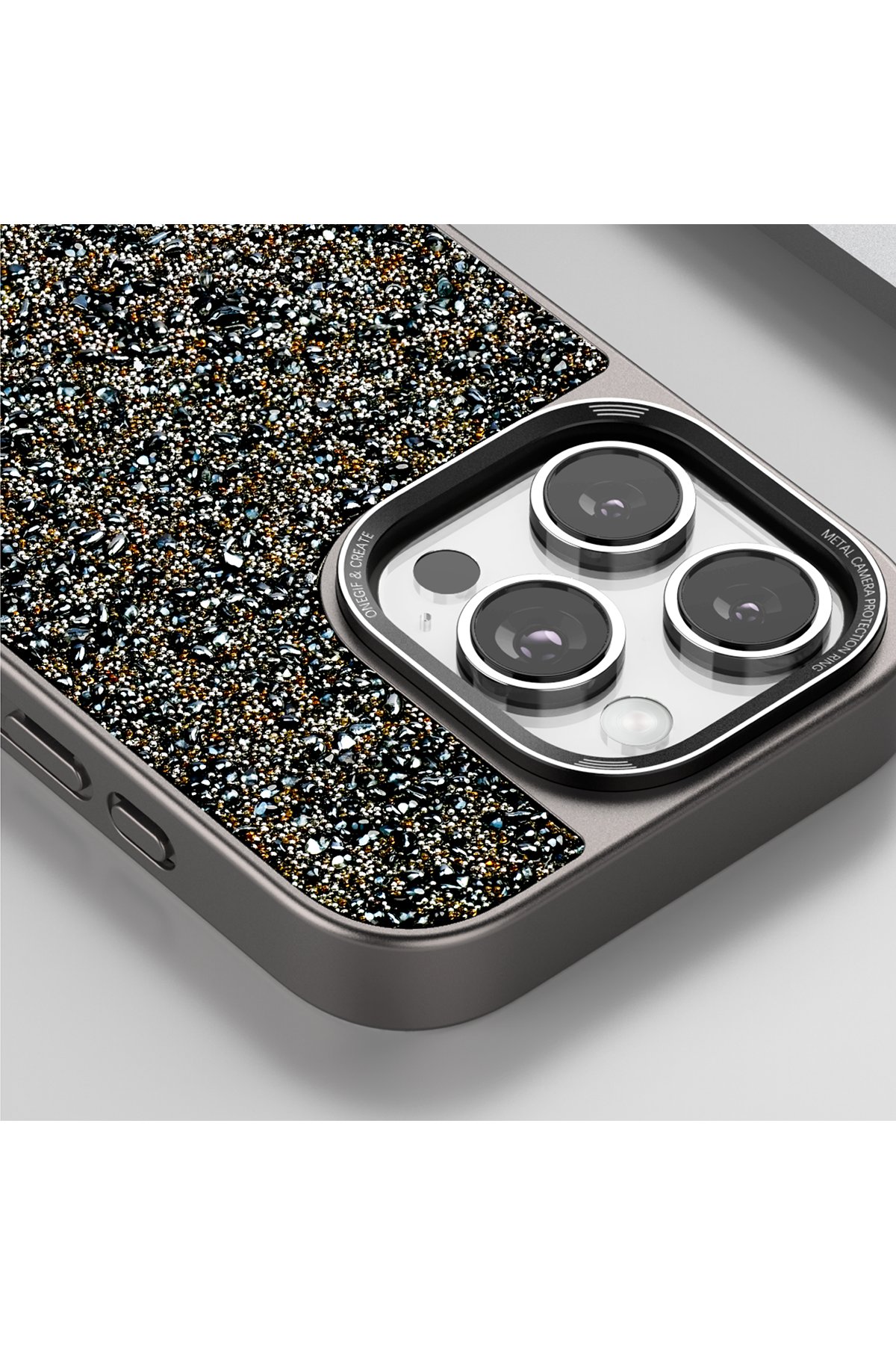 Onegif iPhone 16 Pro Max Bright Simli Kapak - Gümüş