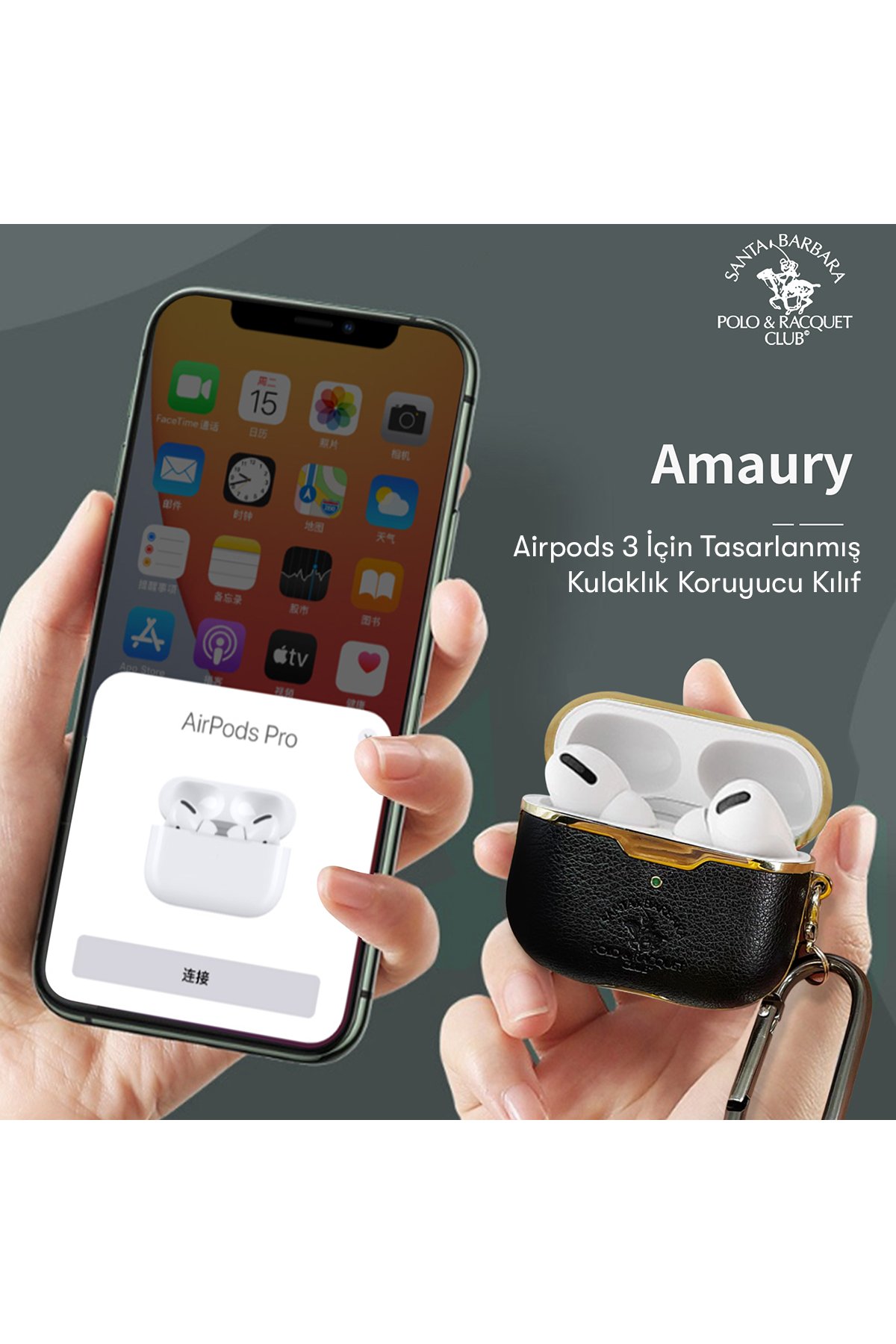 Santa Barbara Polo Racquet Club Airpods 3 (3.nesil) Amaury Kılıf - Kırmızı
