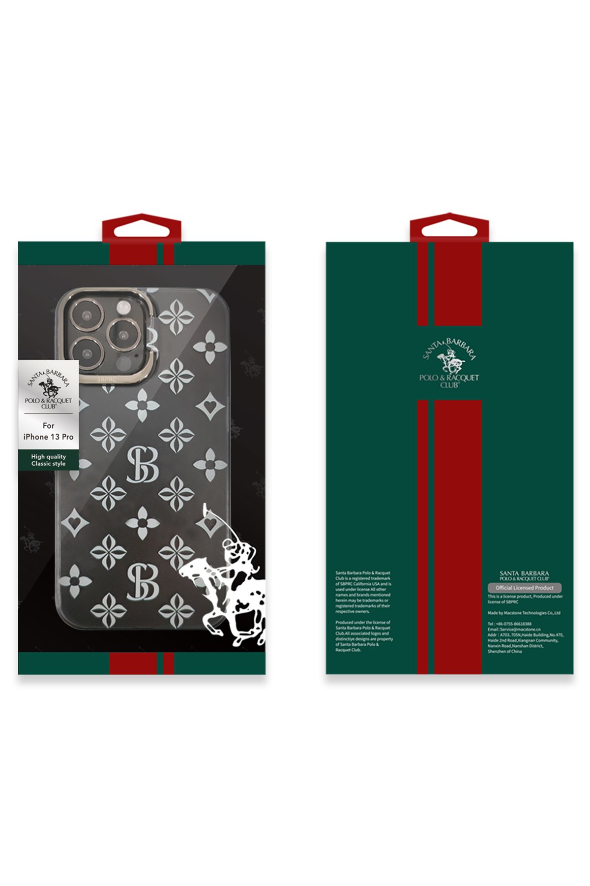 Santa Barbara Polo Racquet Club iPhone 13 Pro Max Knight Deri Kapak - Kırmızı