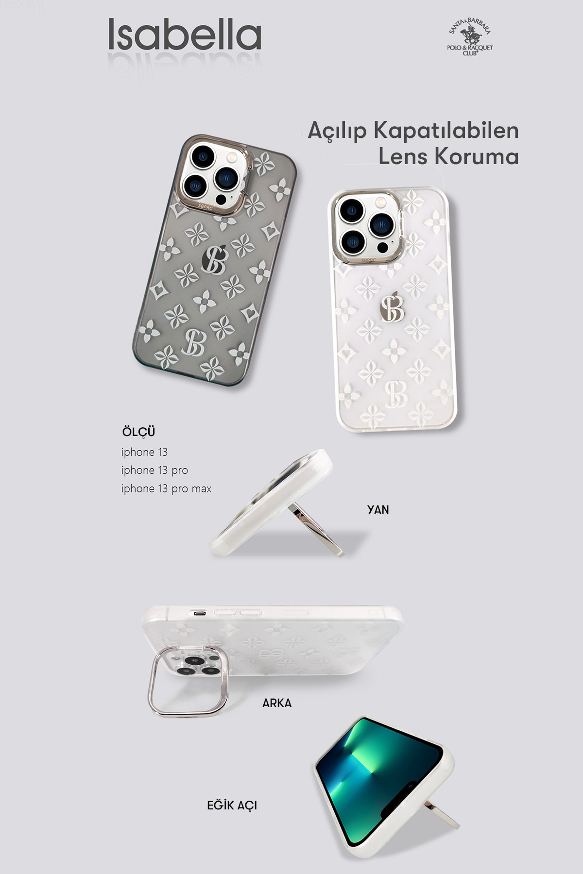 Santa Barbara Polo Racquet Club iPhone 13 Pro Max Knight Deri Kapak - Kırmızı