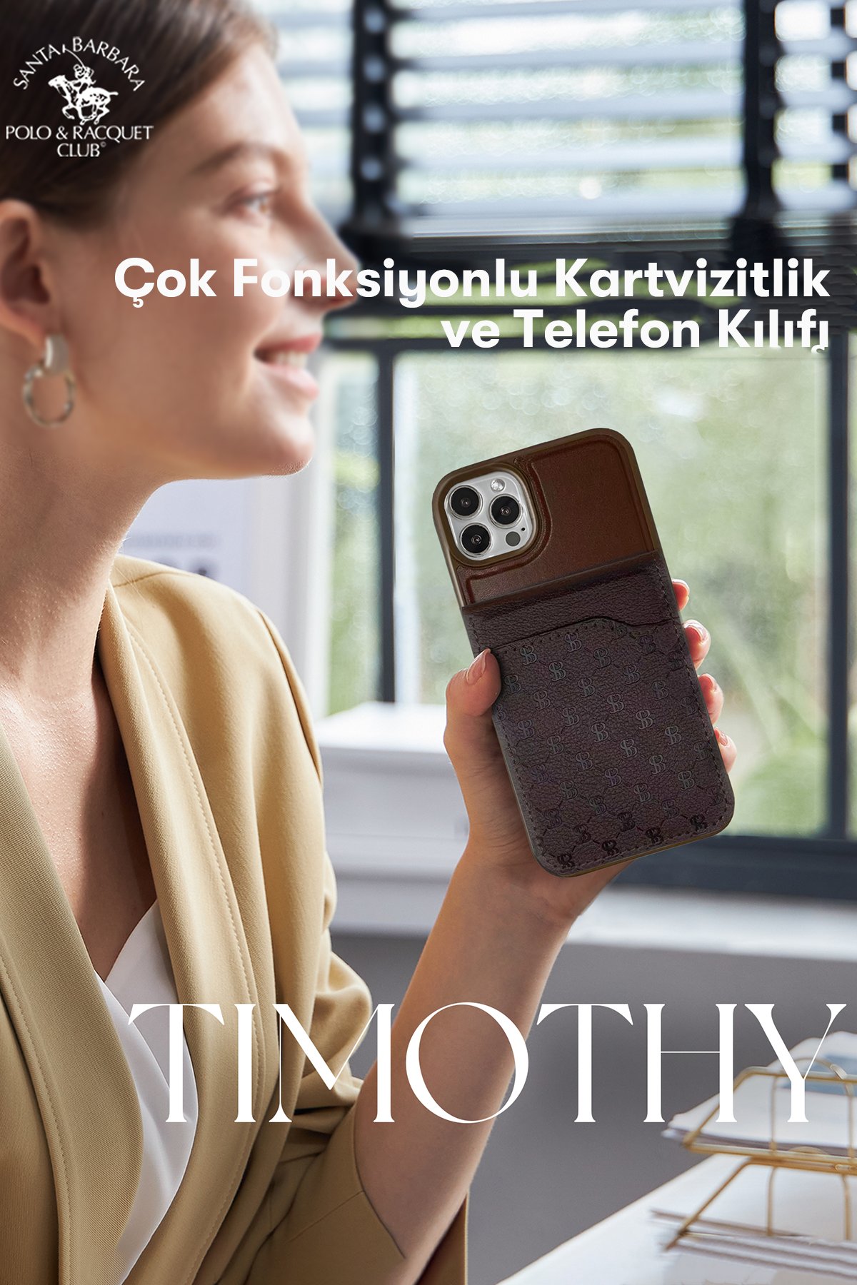 Santa Barbara Polo Racquet Club iPhone 13 Pro Enos Standlı Kapak - Gri