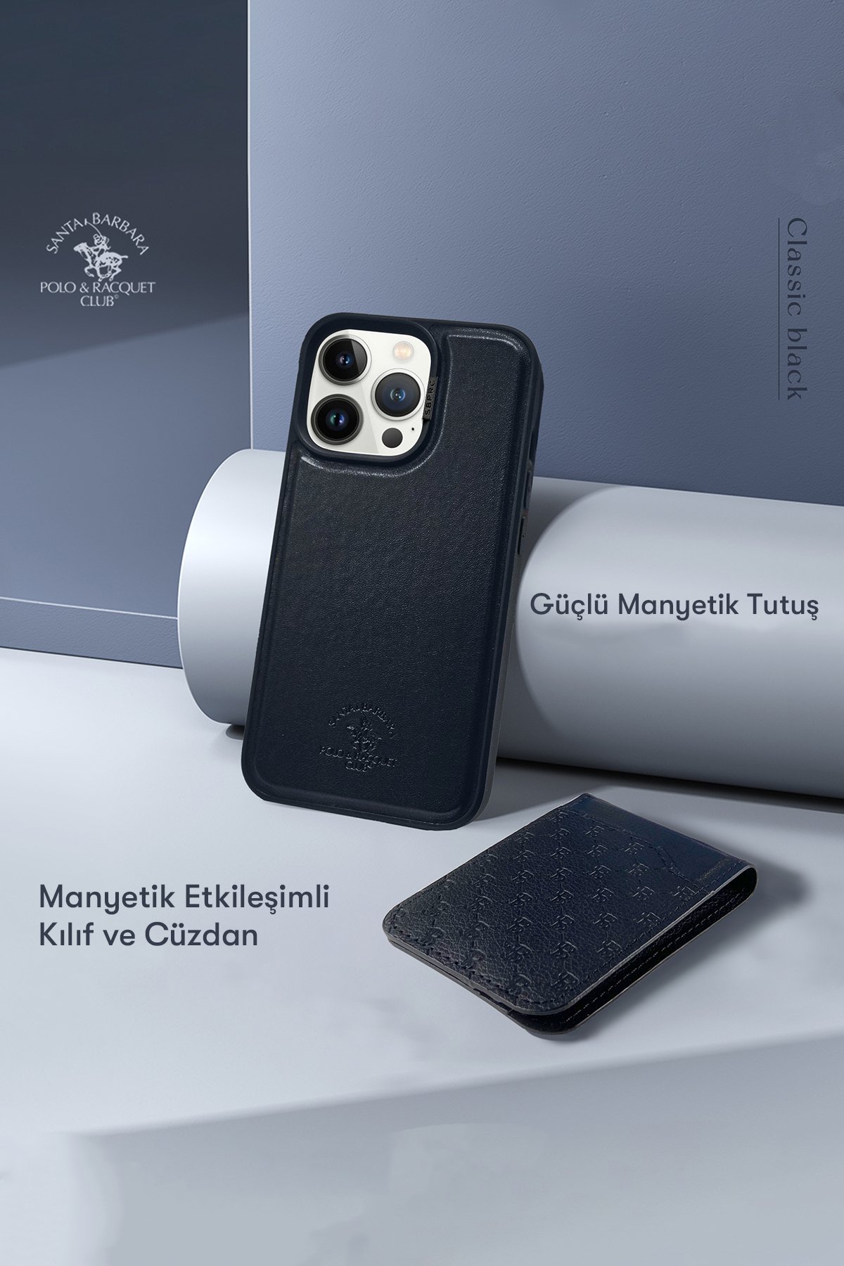 Santa Barbara Polo Racquet Club iPhone 13 Pro Enos Standlı Kapak - Gri