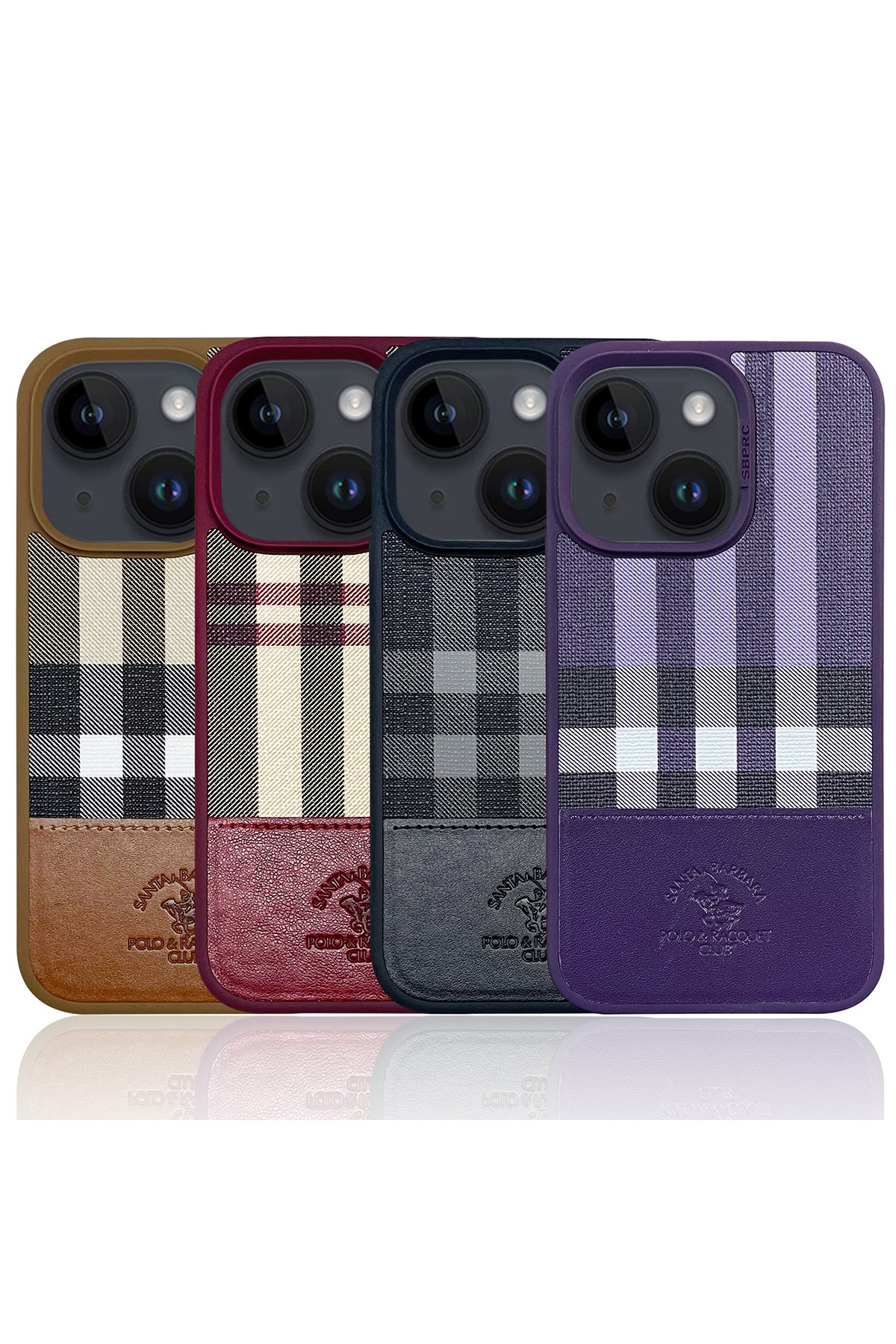 Santa Barbara Polo Racquet Club iPhone 14 Plaid Kartvizitli Kapak - Siyah