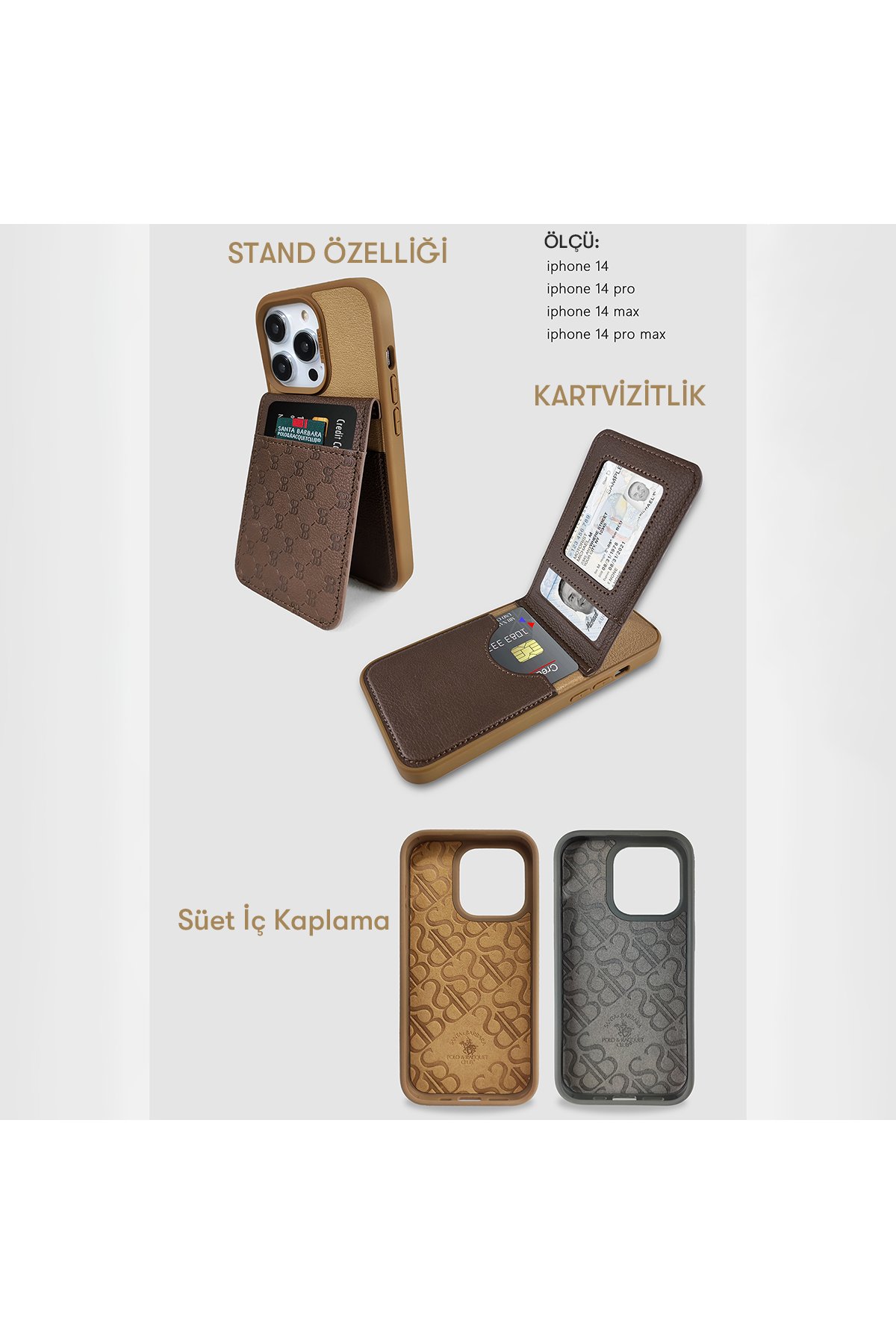 Santa Barbara Polo Racquet Club iPhone 14 Parker Stand Kapak - Gri