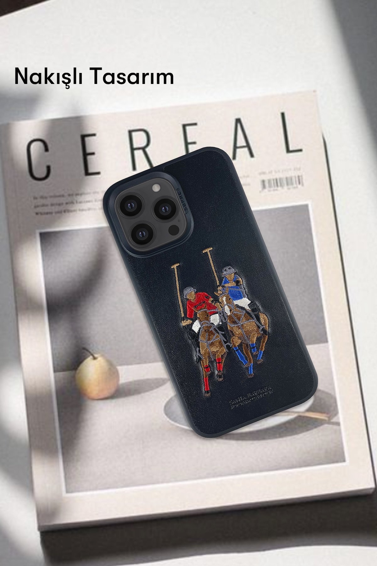 Santa Barbara Polo Racquet Club iPhone 14 Knight Deri Kapak - Kırmızı