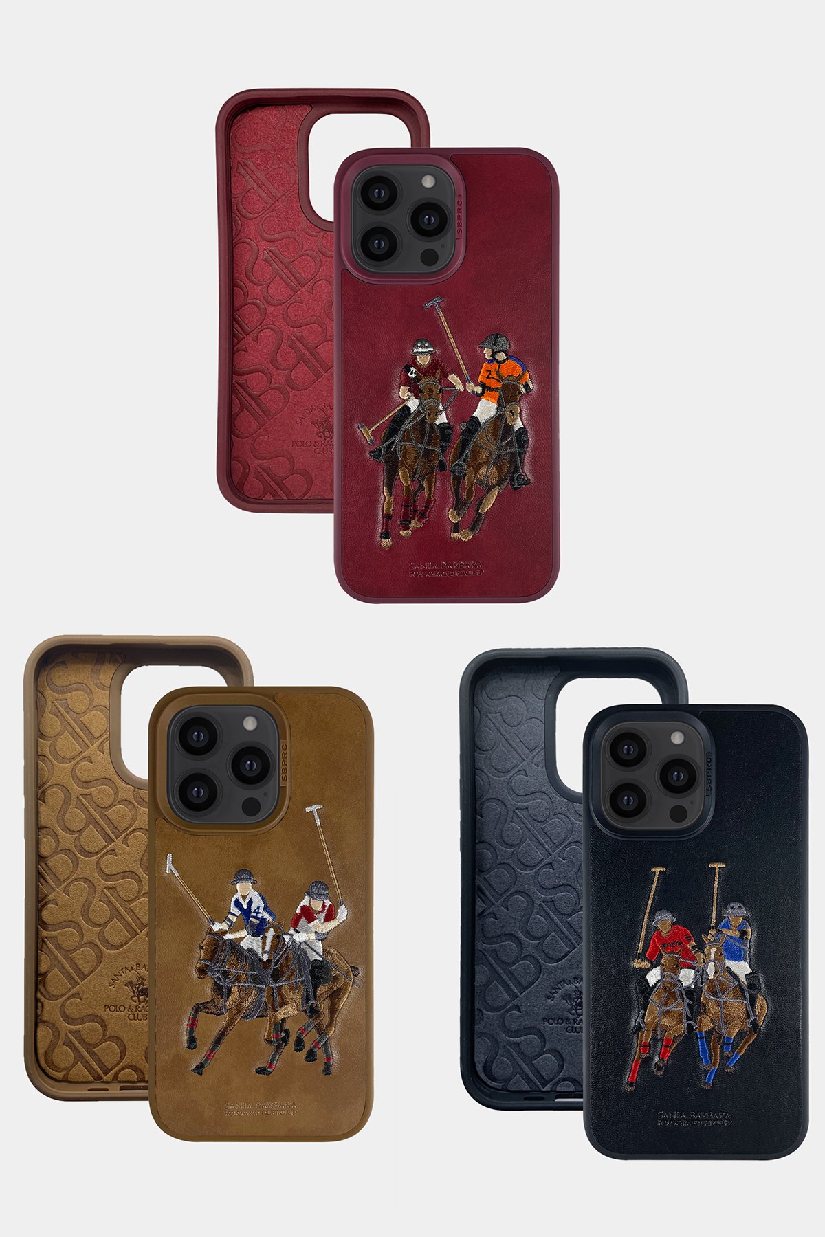 Santa Barbara Polo Racquet Club iPhone 14 Knight Deri Kapak - Kırmızı