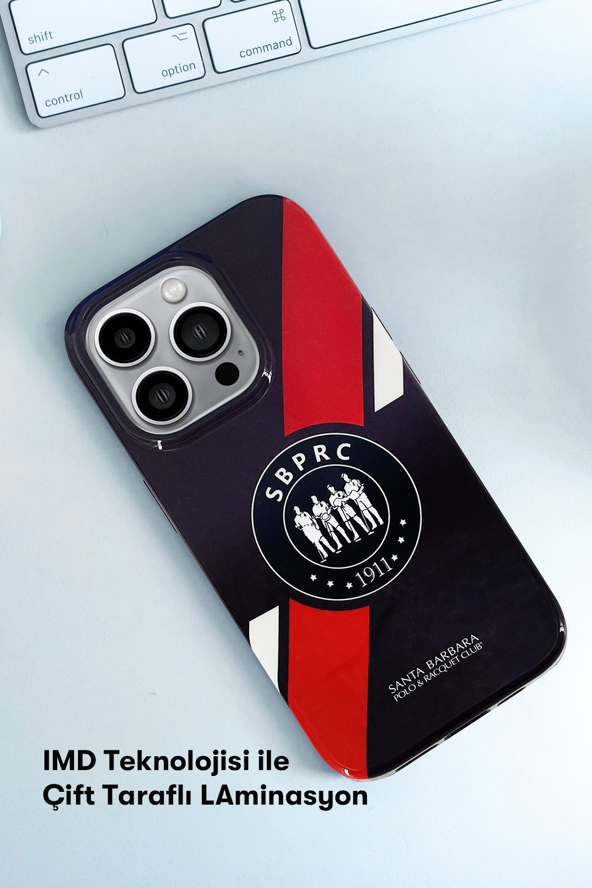 Santa Barbara Polo Racquet Club iPhone 14 Pro Jockey Deri Kapak - Kırmızı