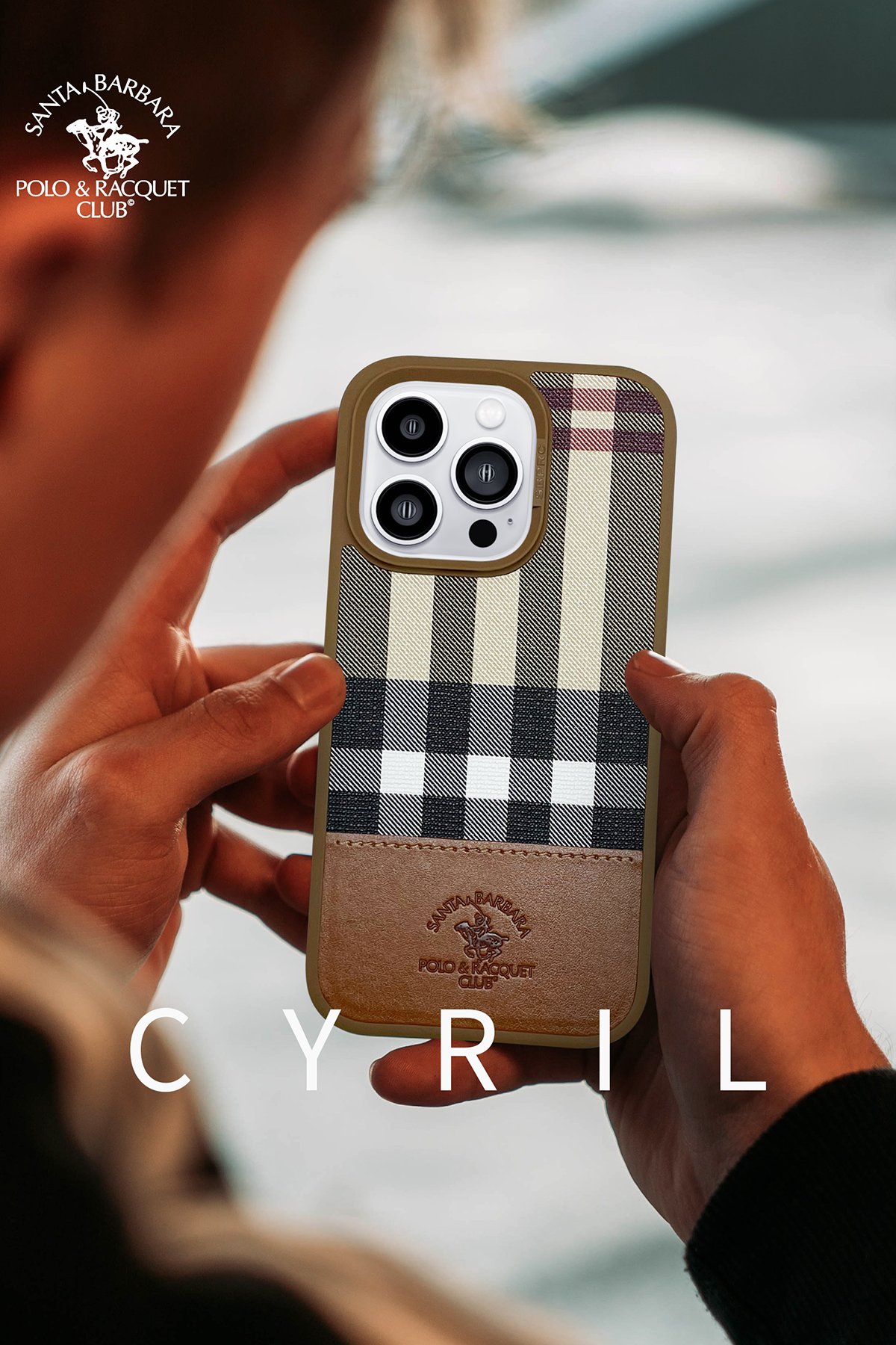 Santa Barbara Polo Racquet Club iPhone 14 Pro Hulda Kartvizitli Kapak - Gri