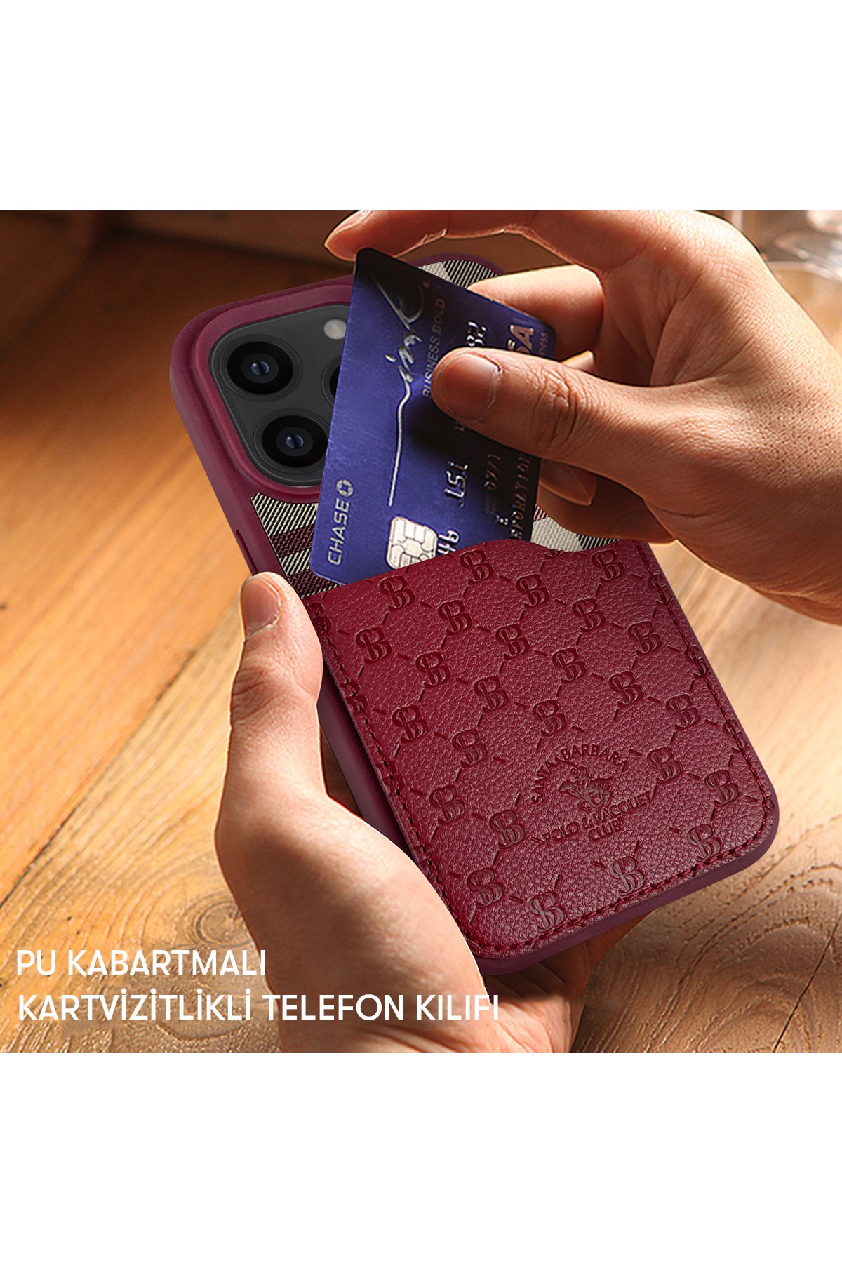 Santa Barbara Polo Racquet Club iPhone 14 Pro Knight Deri Kapak - Kahverengi