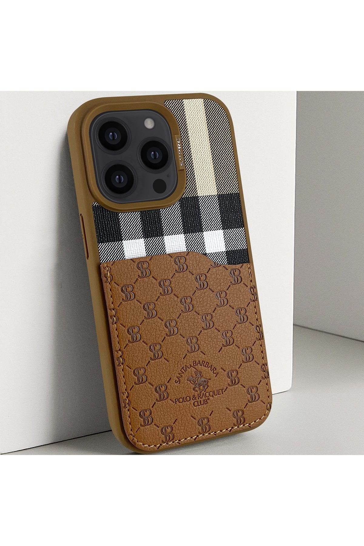 Santa Barbara Polo Racquet Club iPhone 14 Pro Knight Deri Kapak - Kahverengi
