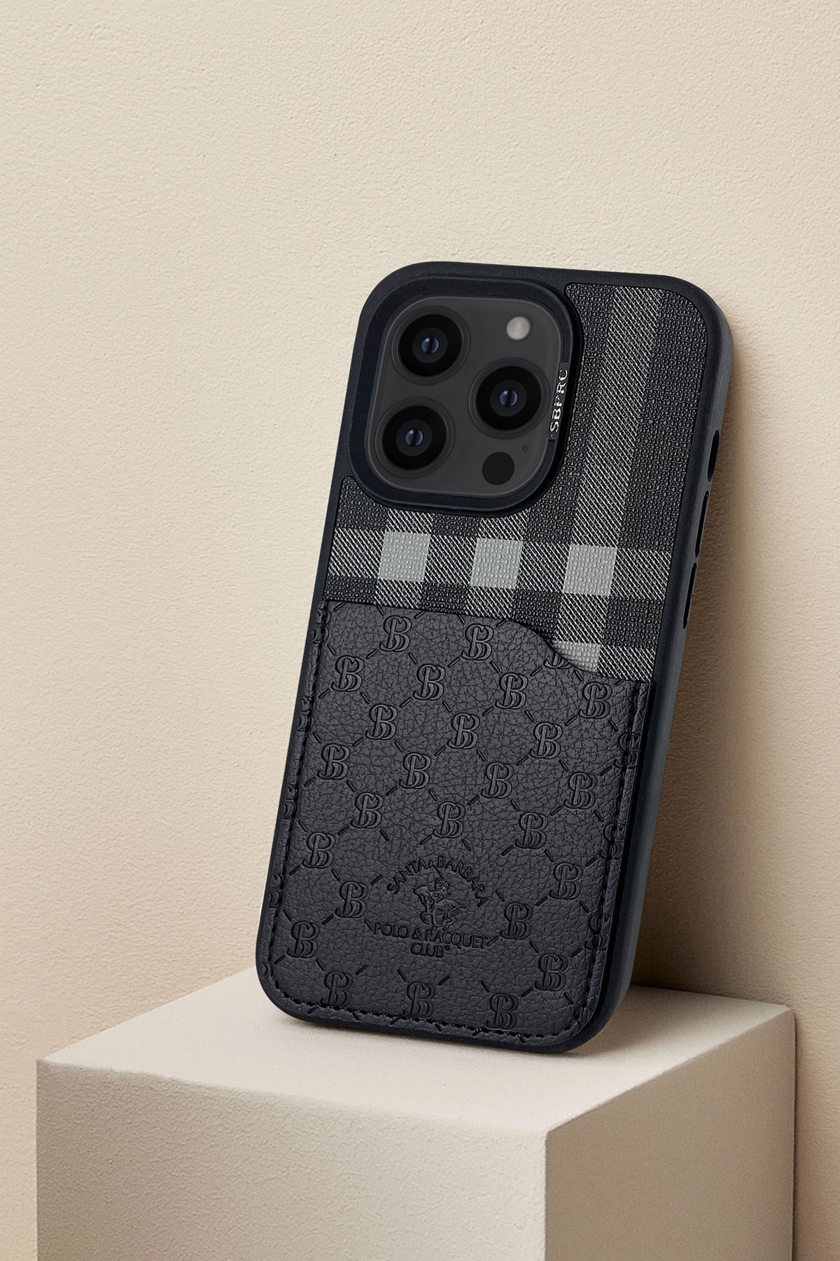 Santa Barbara Polo Racquet Club iPhone 14 Pro Timothy Cüzdanlı Standlı Kapak - Siyah