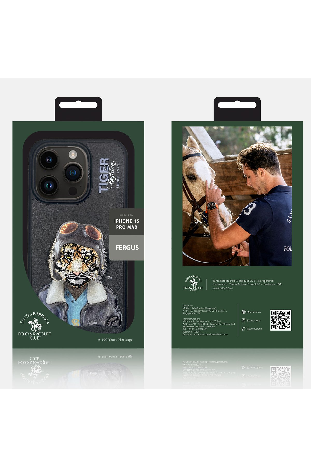 Santa Barbara Polo Racquet Club iPhone 15 Knight Deri Kapak - Siyah