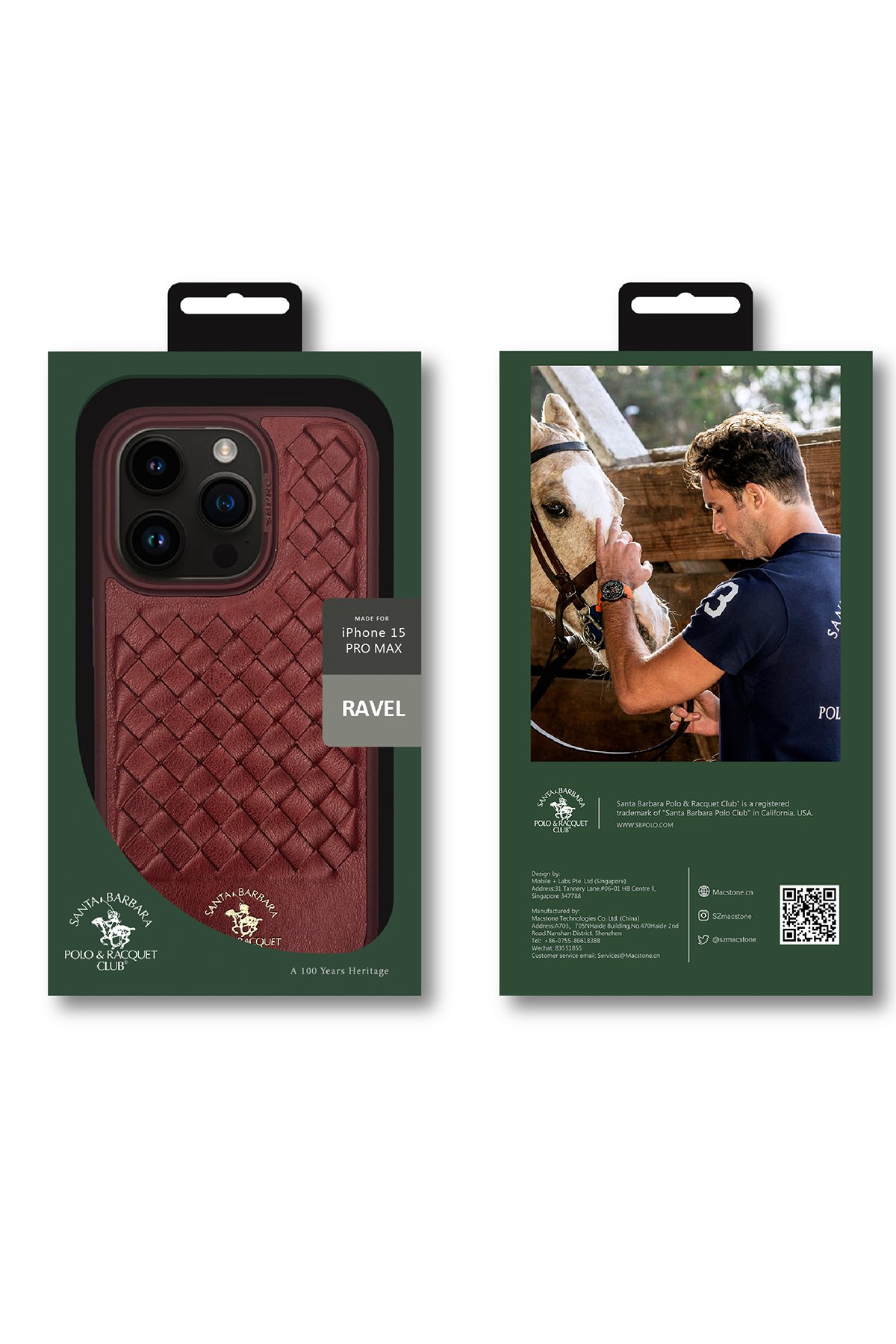 Santa Barbara Polo Racquet Club iPhone 15 Plus Knight Deri Kapak - Kırmızı