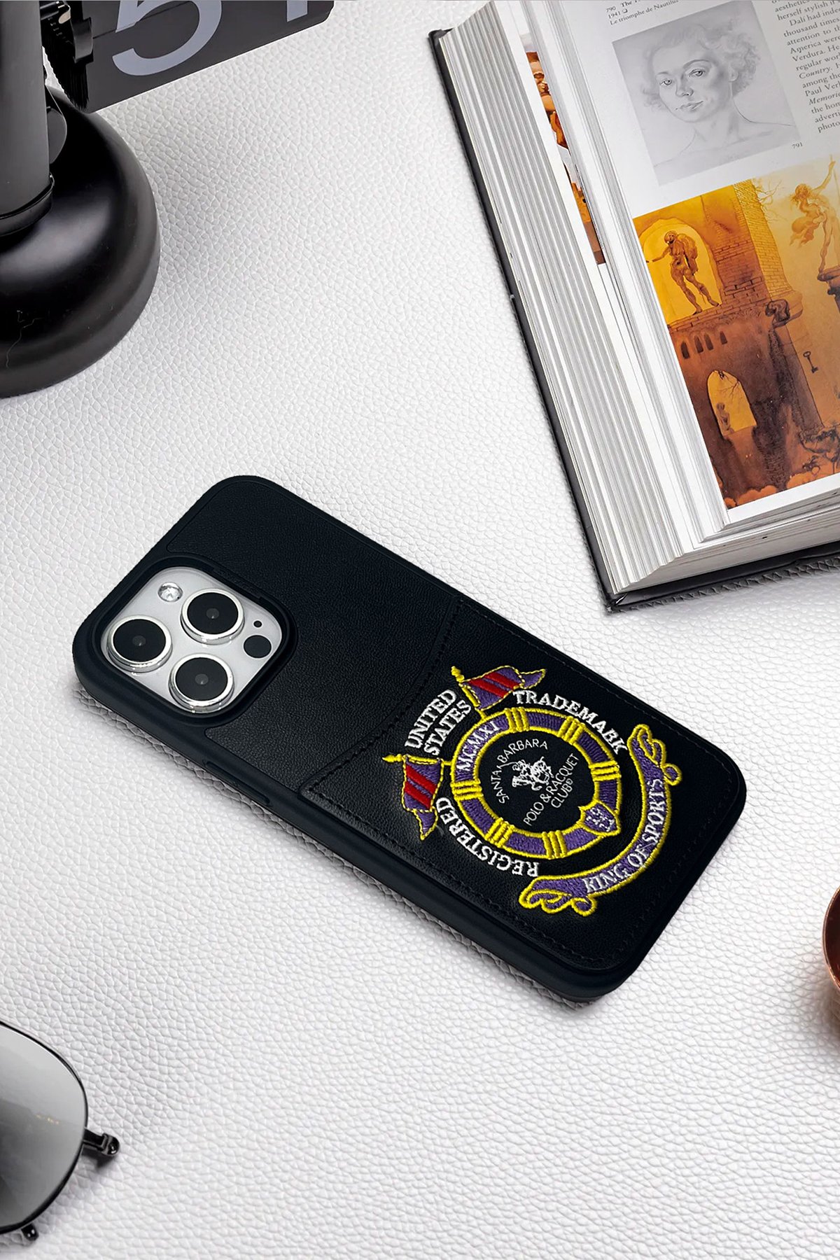 Santa Barbara Polo Racquet Club iPhone 15 Pro Knight Deri Kapak - Kırmızı