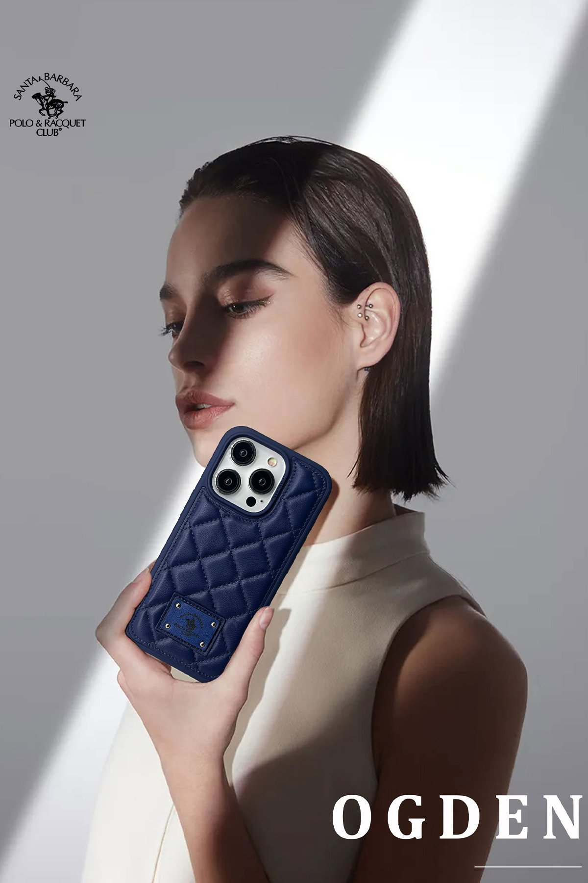 Santa Barbara Polo Racquet Club iPhone 15 Pro Savanna Kapak - Snow Leopard Beyaz