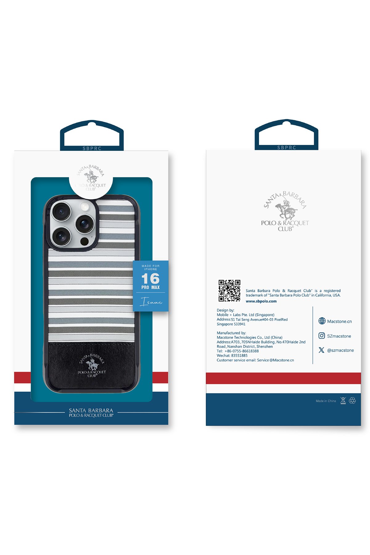 Santa Barbara Polo Racquet Club iPhone 16 Pro Max Hazel Karbon Set Kapak - Siyah