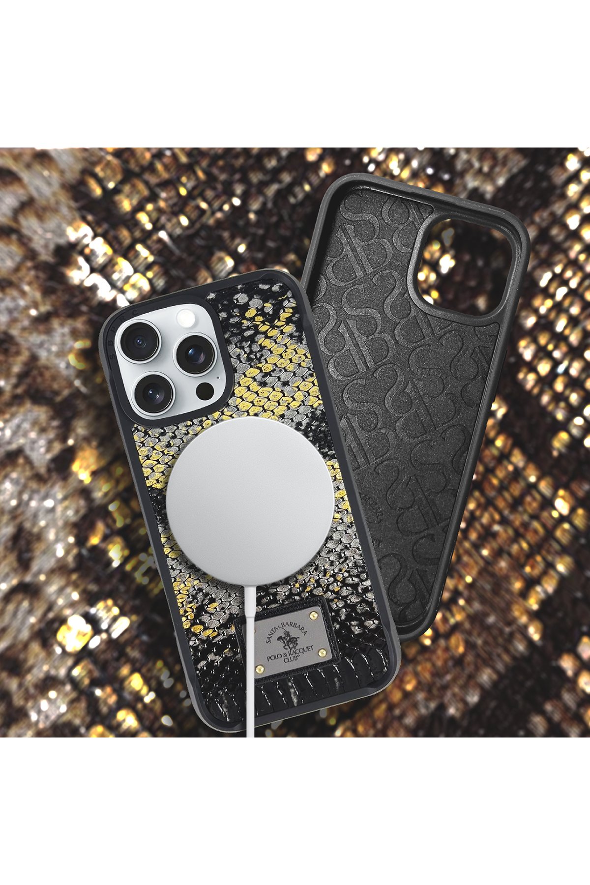Santa Barbara Polo Racquet Club iPhone 16 Pro Elvis Karbon Magsafe Kapak - Siyah