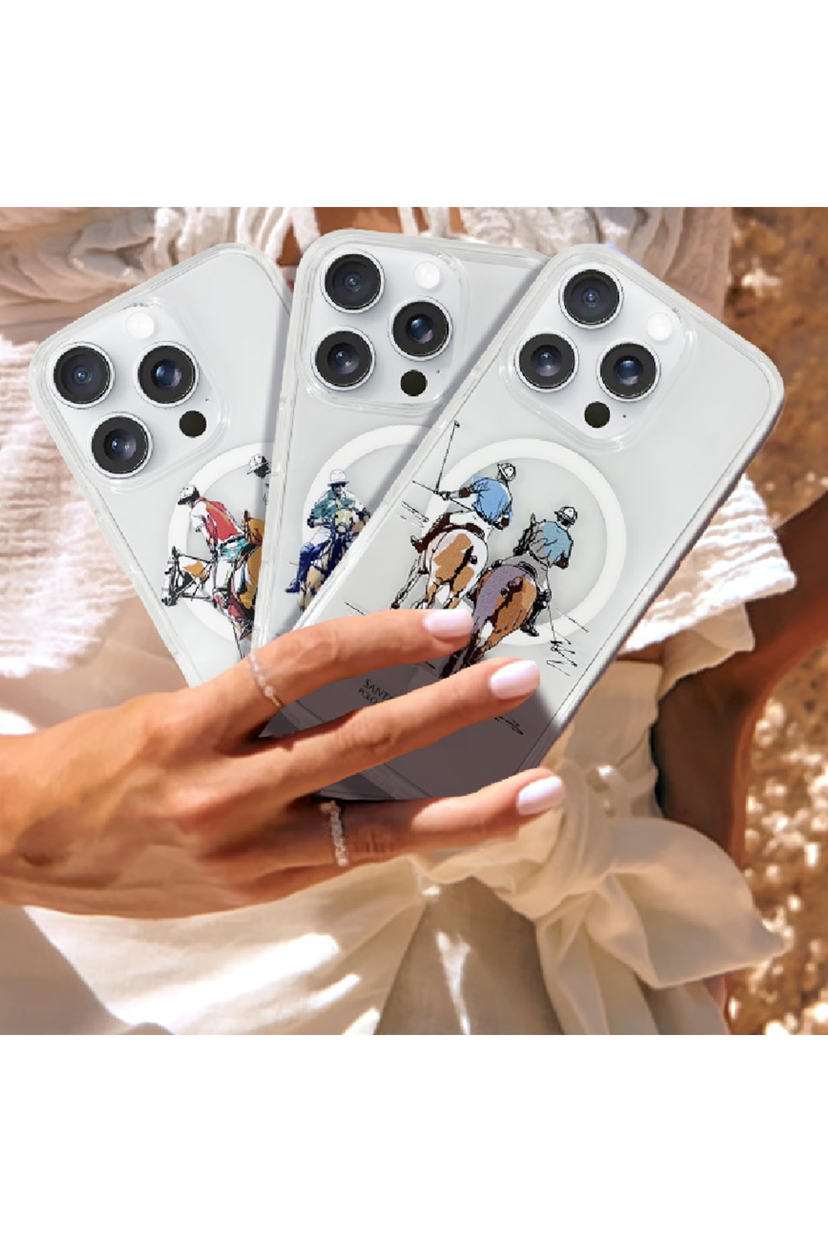 Santa Barbara Polo Racquet Club iPhone 16 Knight Deri Kapak - Titan Gri