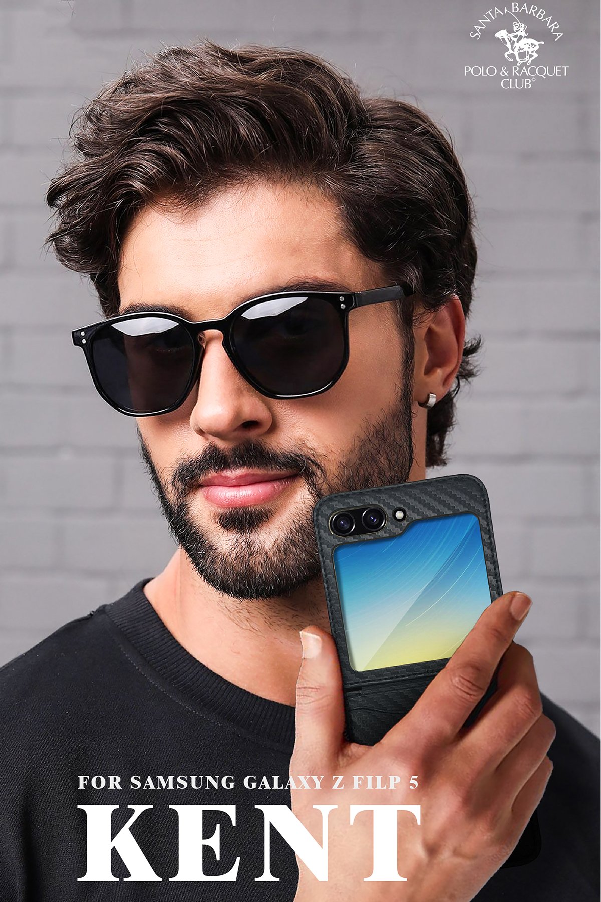 Santa Barbara Polo Racquet Club Samsung Galaxy Z Flip 5 Ravel Deri Kapak - Siyah