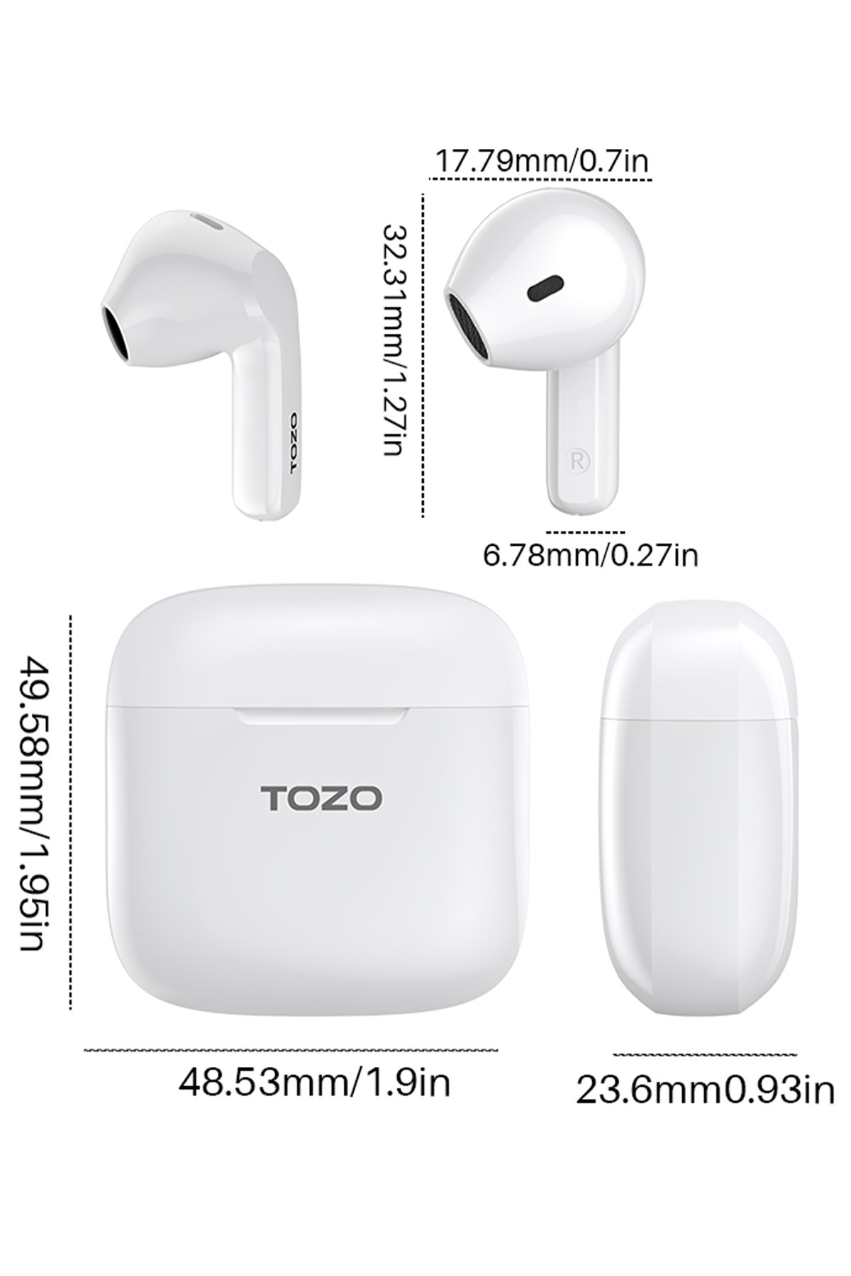 Tozo T10S Çağrı Gürültü Engelleyici Özellikli Ultra Hafif IPX8 Su Geçirmez Bluetooth 5.2 Kablosuz Airpods Kulaklık - Siyah
