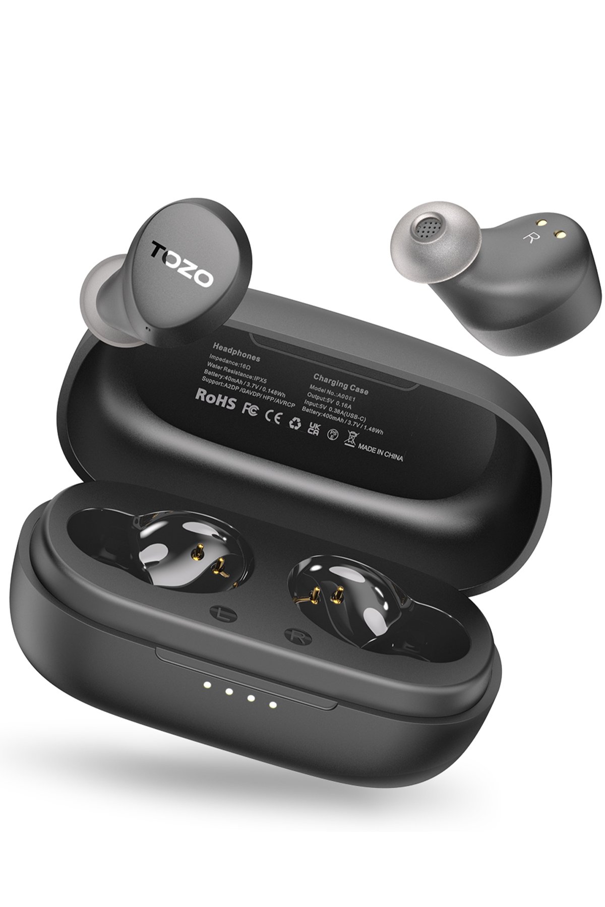 Tozo T6S Ultra Hafif IPX8 Su Geçirmez Bluetooth 5.3 Kablosuz Airpods Kulaklık - Siyah
