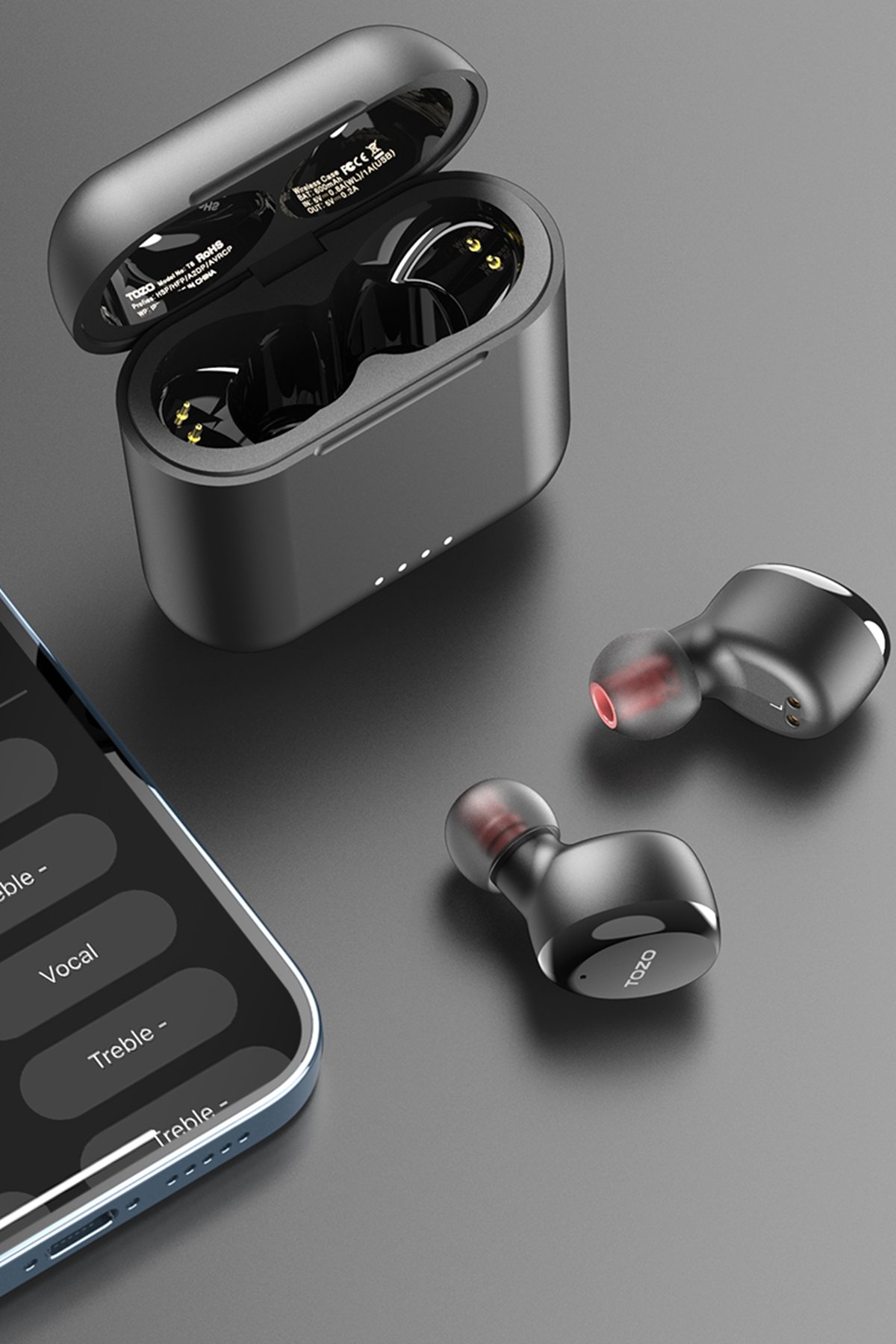 Tozo OpenReal IPX8 Su Geçirmez 16.2mm Dinamik Sürücü Bluetooth 5.3 Kablosuz TWS Airpods Kulaklık - Siyah
