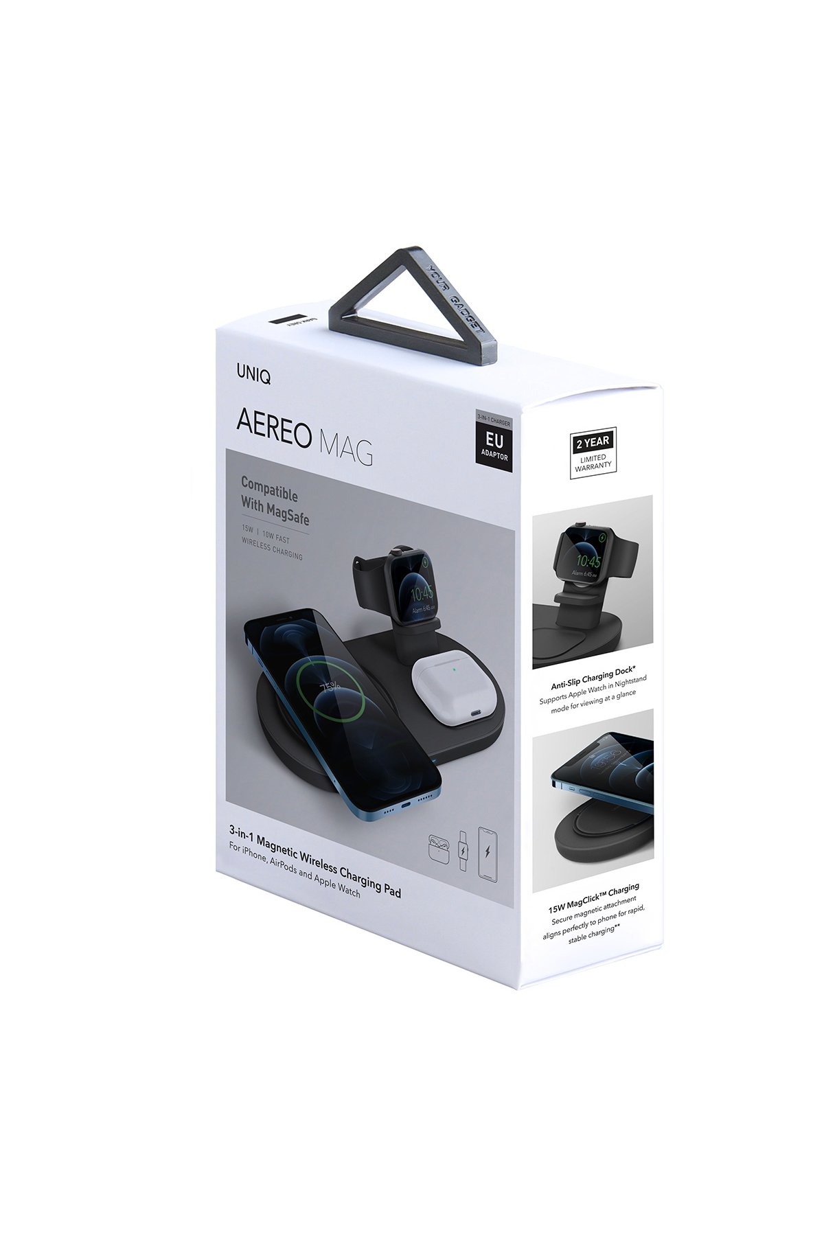 Uniq Atlas NFC Find My Destekli Dijital Göstergeli Kablosuz Şarjlı Dijital Kart - Siyah