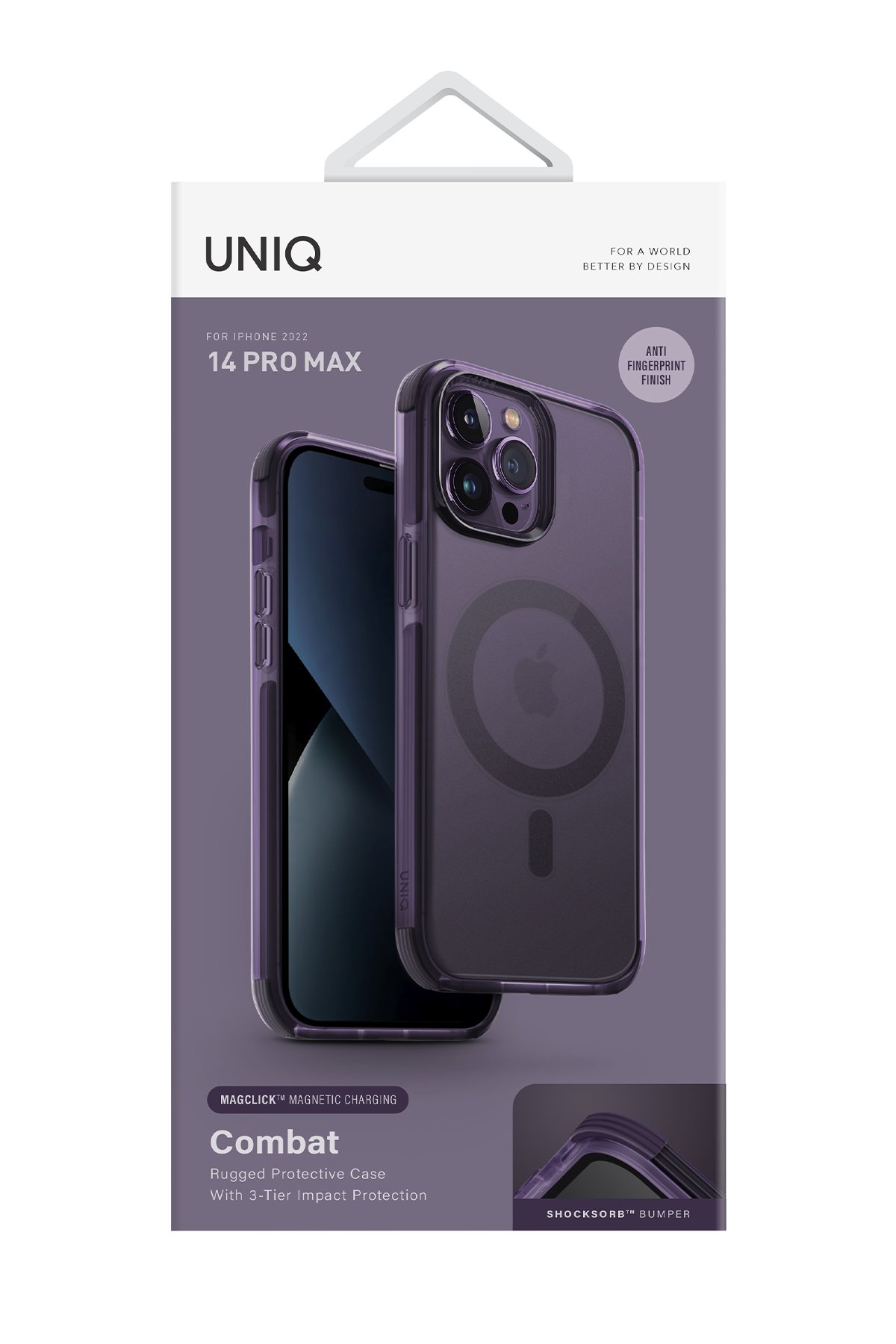 Uniq iPhone 14 Pro Heldro Mount Kapak - Derin Mor
