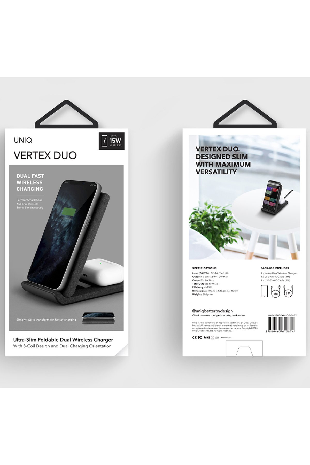 Uniq Atlas NFC Find My Destekli Dijital Göstergeli Kablosuz Şarjlı Dijital Kart - Siyah