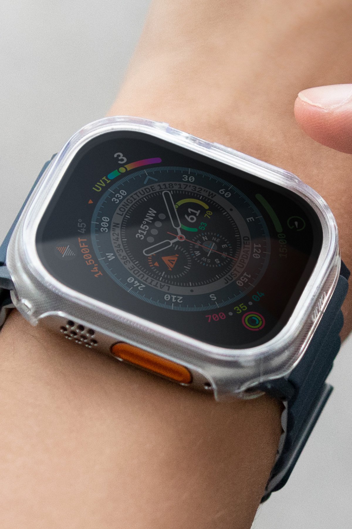 Uniq Watch 41mm Legion Camlı Silikon Kasa Koruyucu - Siyah