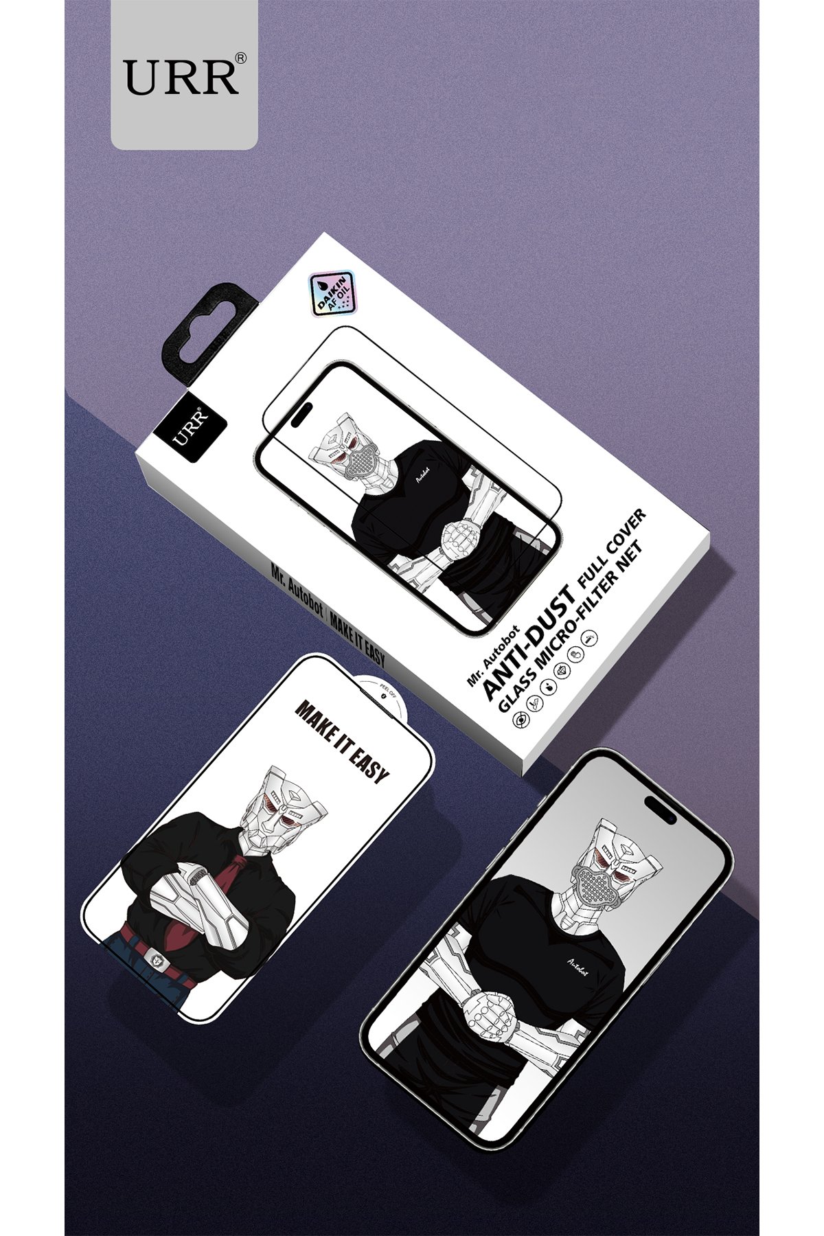 URR iPhone 13 Pro 4 Way Anti Spy 360 Privacy Cam Ekran Koruyucu - Siyah