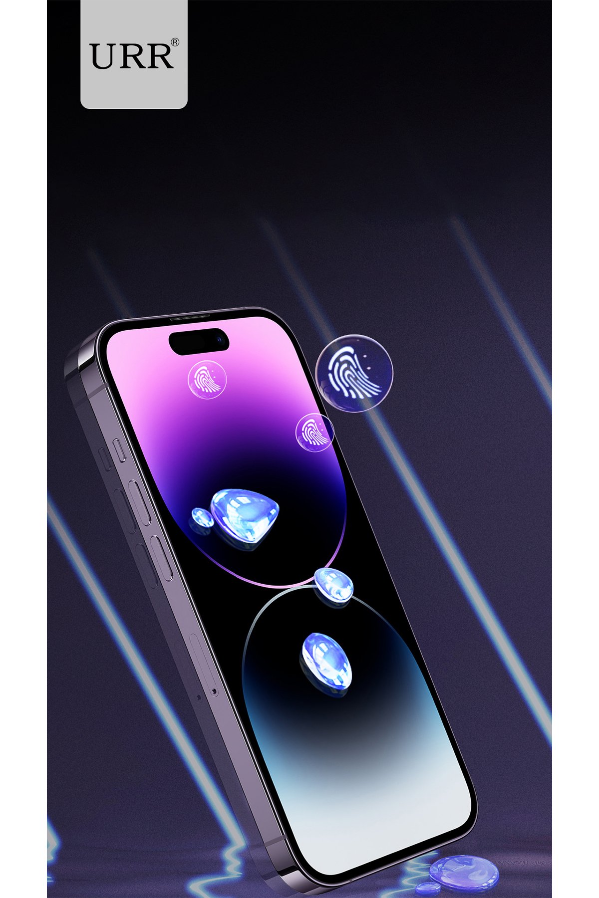 URR iPhone 14 Plus Titanium Alloy Kamera Lens Koruyucu - Mavi