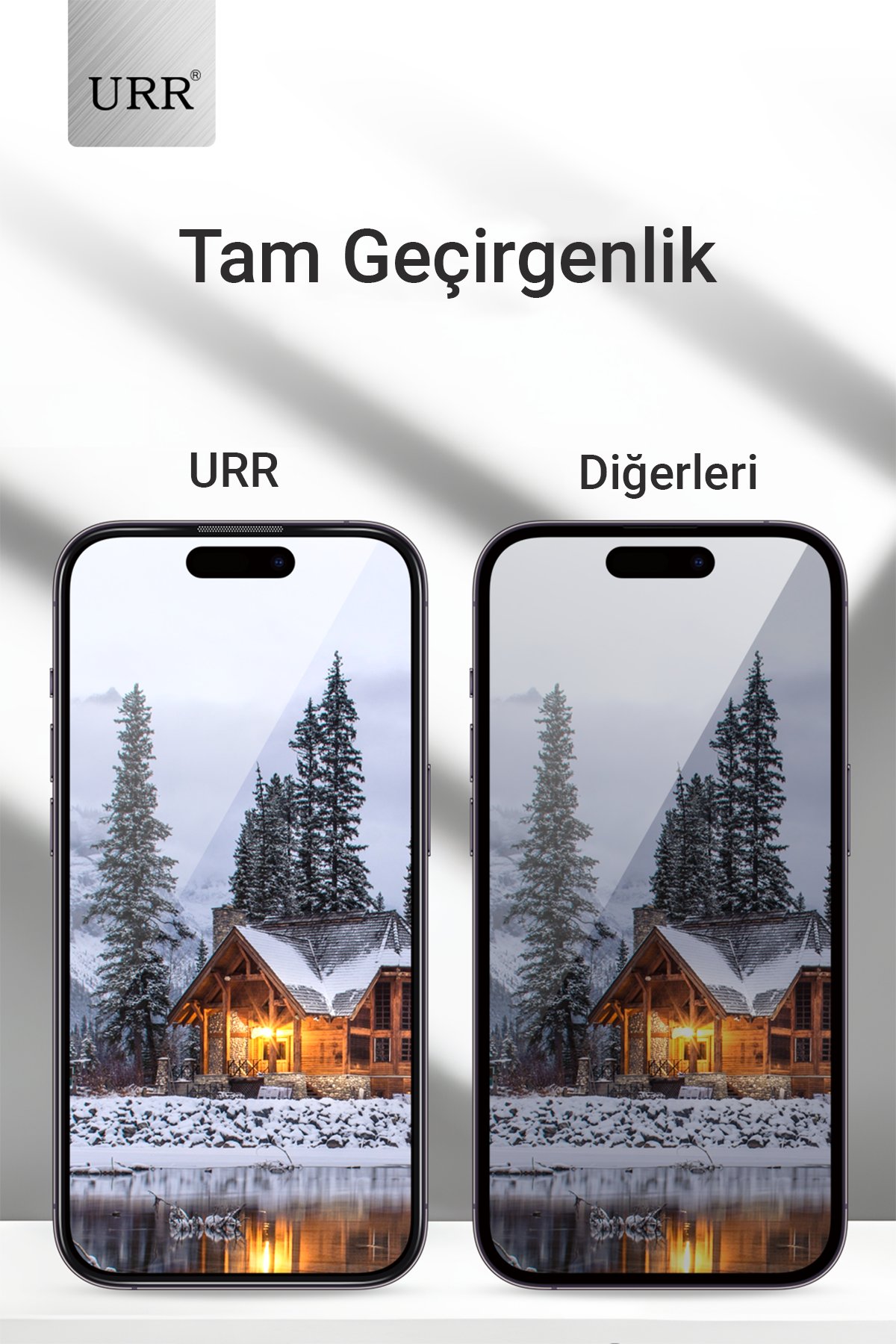 URR iPhone 14 Pro 2.5D Antistatik Silkscreen Cam Ekran Koruyucu - Siyah