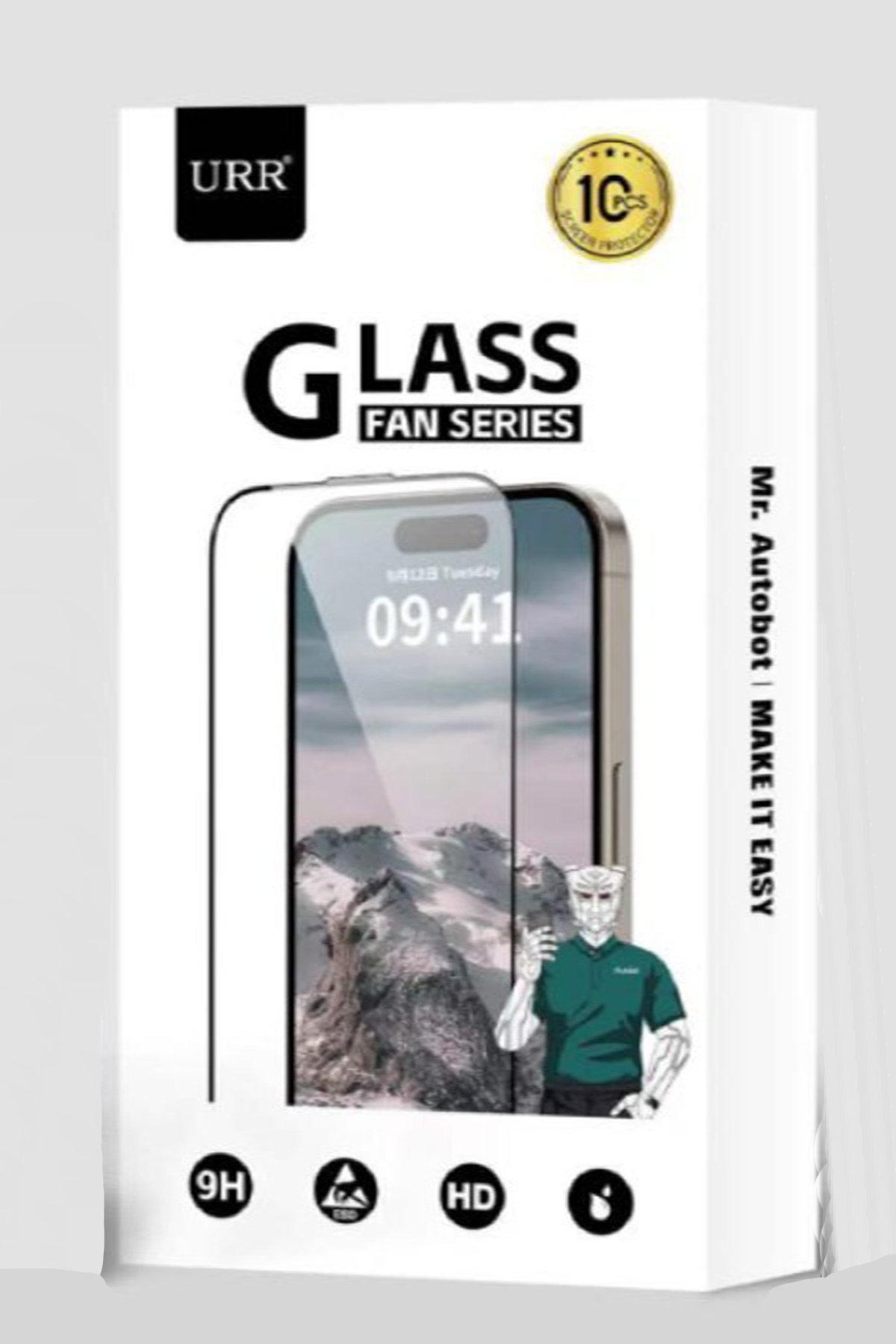 URR iPhone 14 Pro Max Fan Series HD Privacy Antistatik Cam Ekran Koruyucu 10 Adet - Siyah
