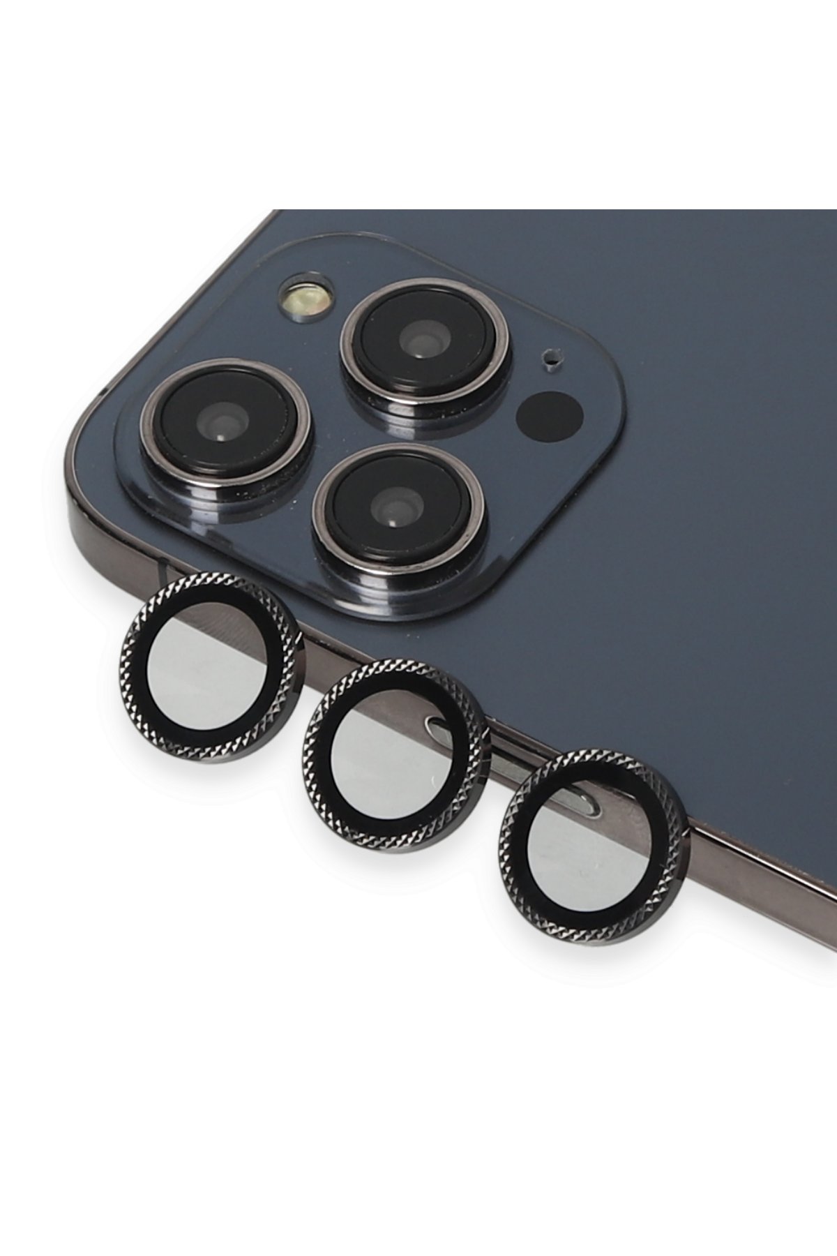 URR iPhone 14 Pro Sapphire PVDSS Kamera Lens Koruyucu - Derin Mor