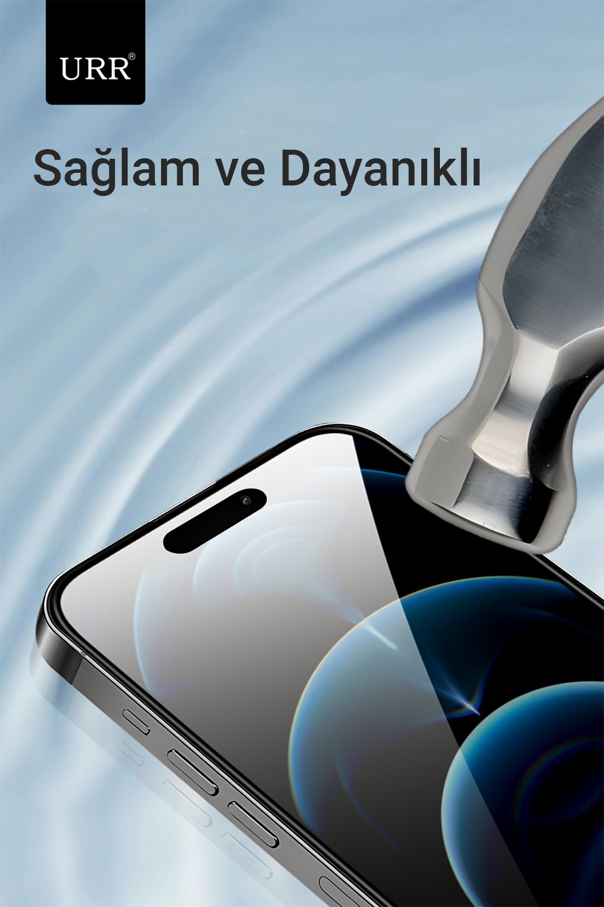 URR iPhone 15 Plus 3D Curved Edge HD Cam Ekran Koruyucu - Siyah