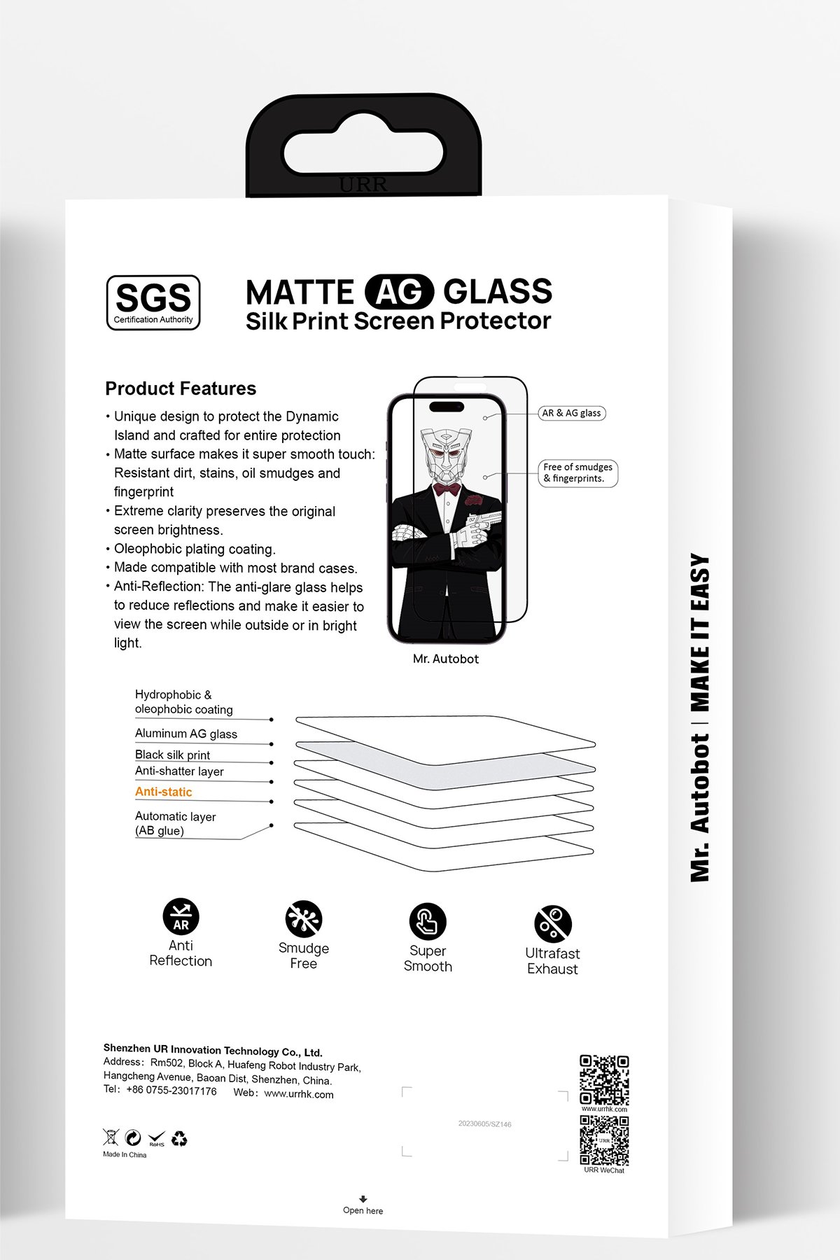 URR iPhone 15 Pro 3D Silikon Edge HD Cam Ekran Koruyucu - Siyah