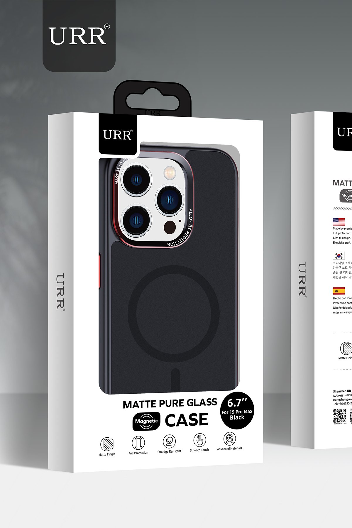 URR iPhone 15 Pro Titanium Alloy Kamera Lens Koruyucu - Siyah