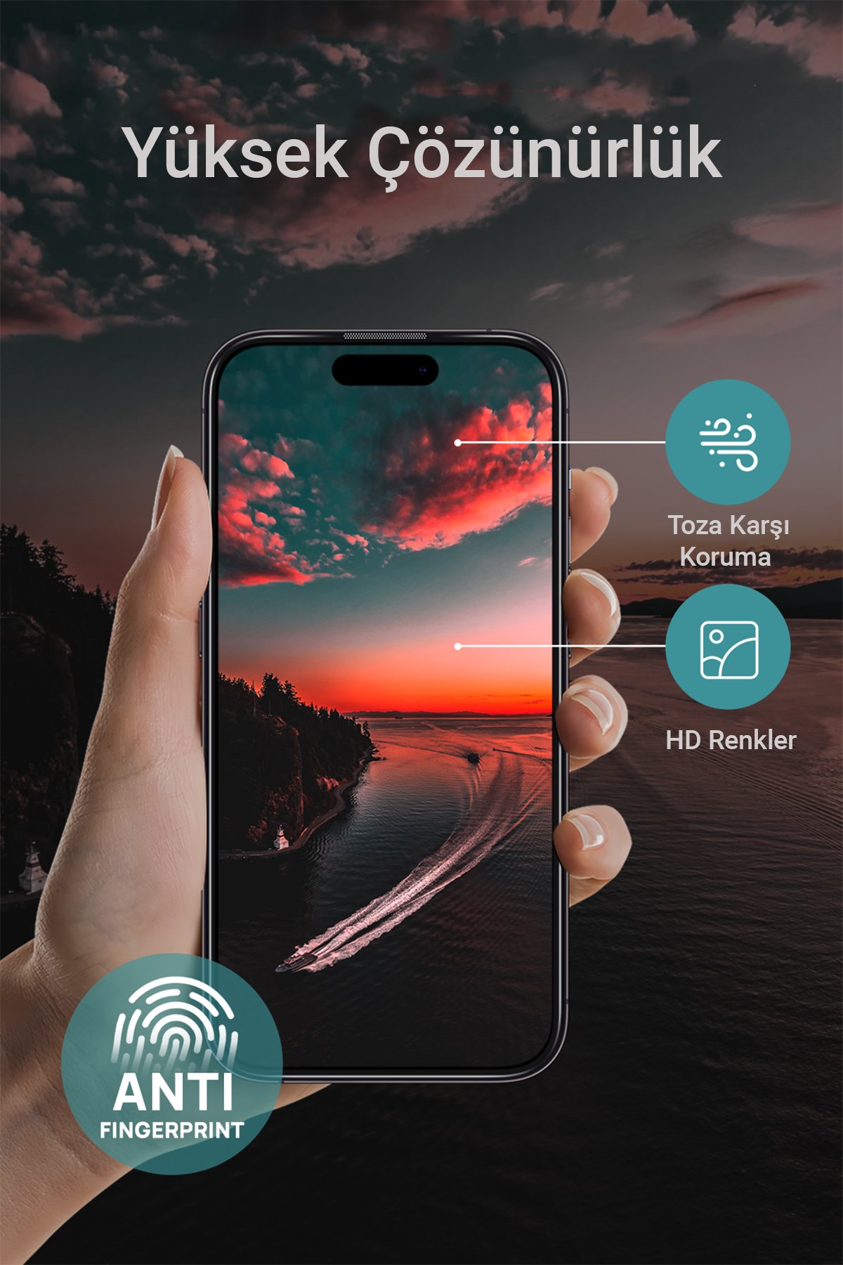 URR iPhone 15 Pro Max Crystal Clear Magsafe 3in1 Ekran Koruyucu ve Kamera Lens Set - Şeffaf